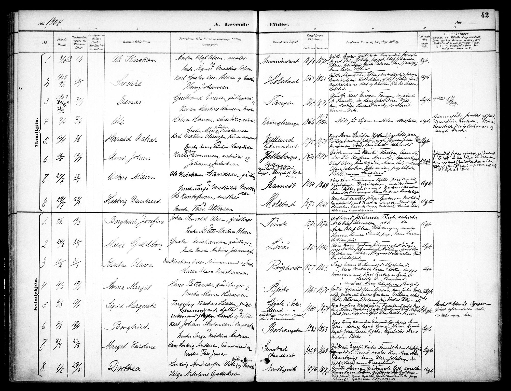 Nannestad prestekontor Kirkebøker, SAO/A-10414a/F/Fc/L0002: Parish register (official) no. III 2, 1893-1907, p. 42