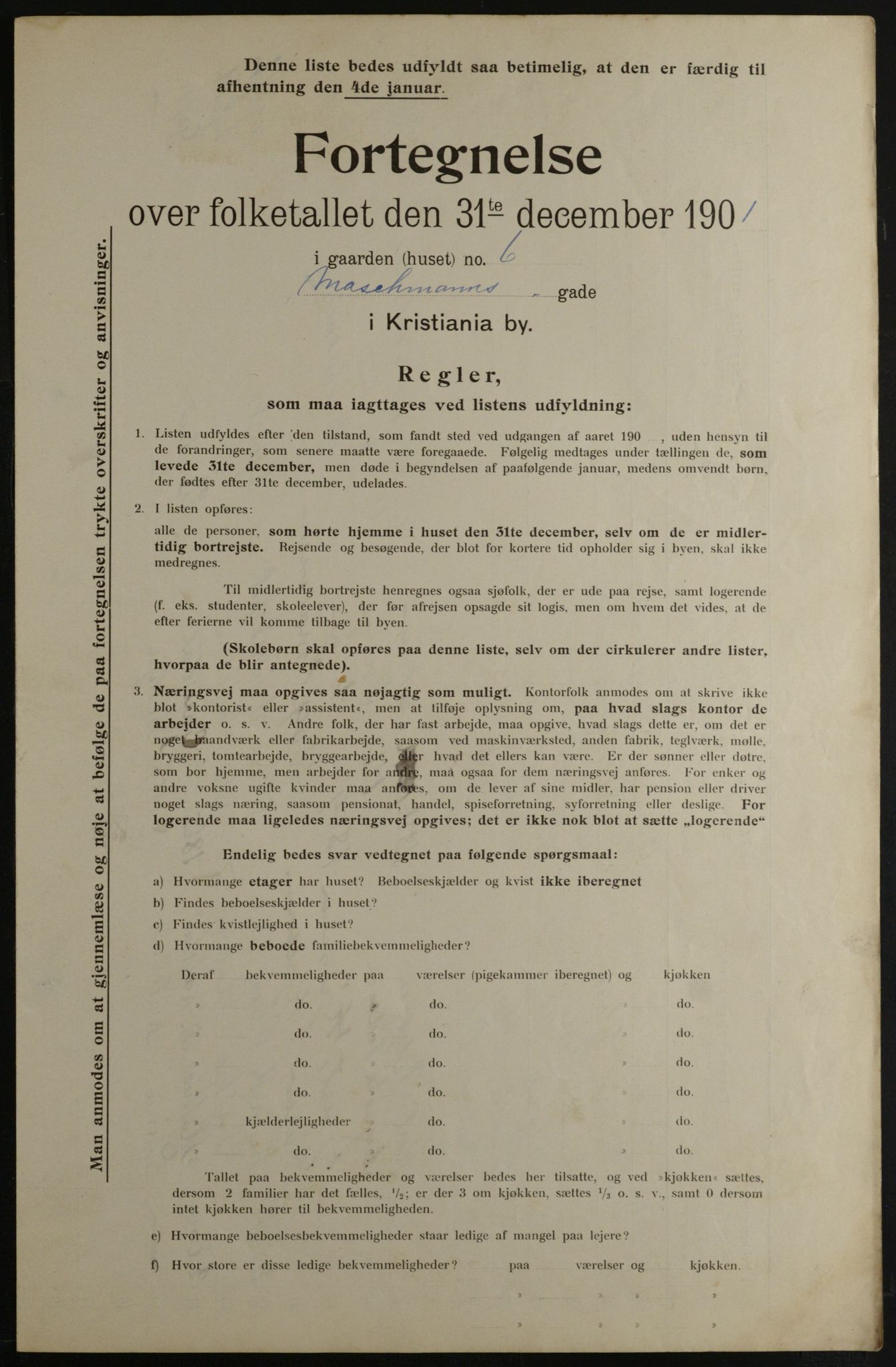 OBA, Municipal Census 1901 for Kristiania, 1901, p. 5579