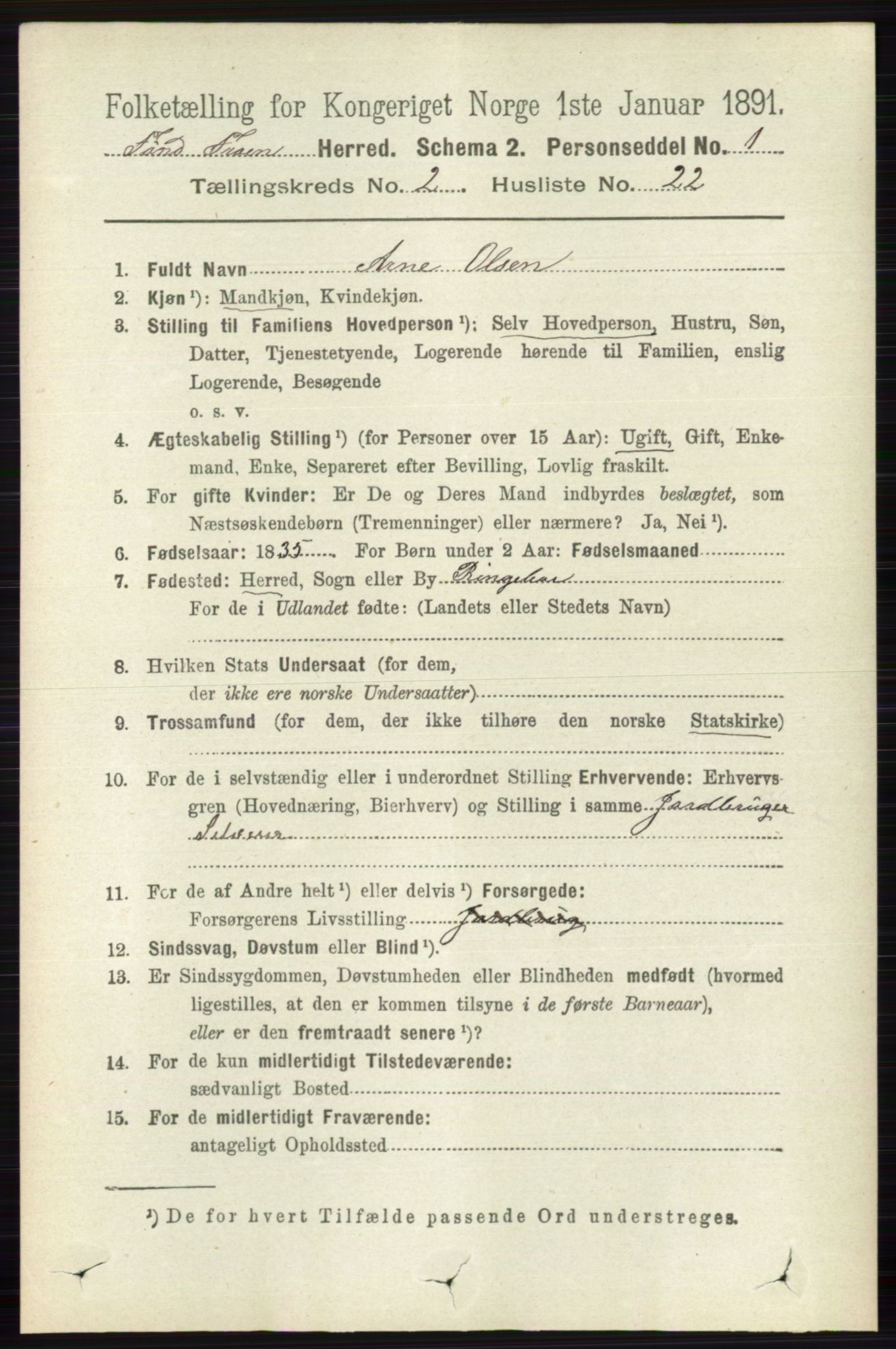 RA, 1891 census for 0519 Sør-Fron, 1891, p. 673