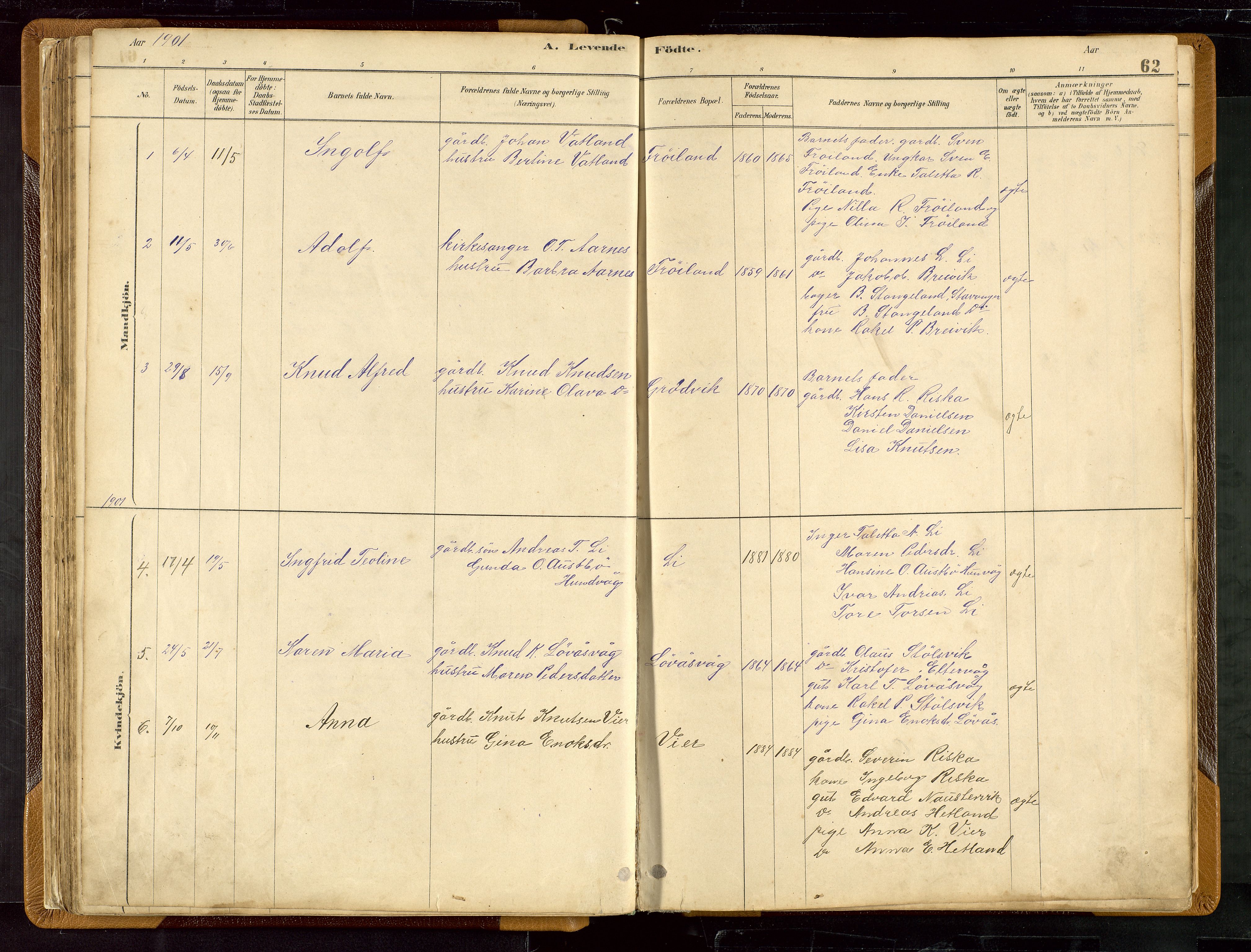 Hetland sokneprestkontor, AV/SAST-A-101826/30/30BB/L0007: Parish register (copy) no. B 7, 1878-1910, p. 62