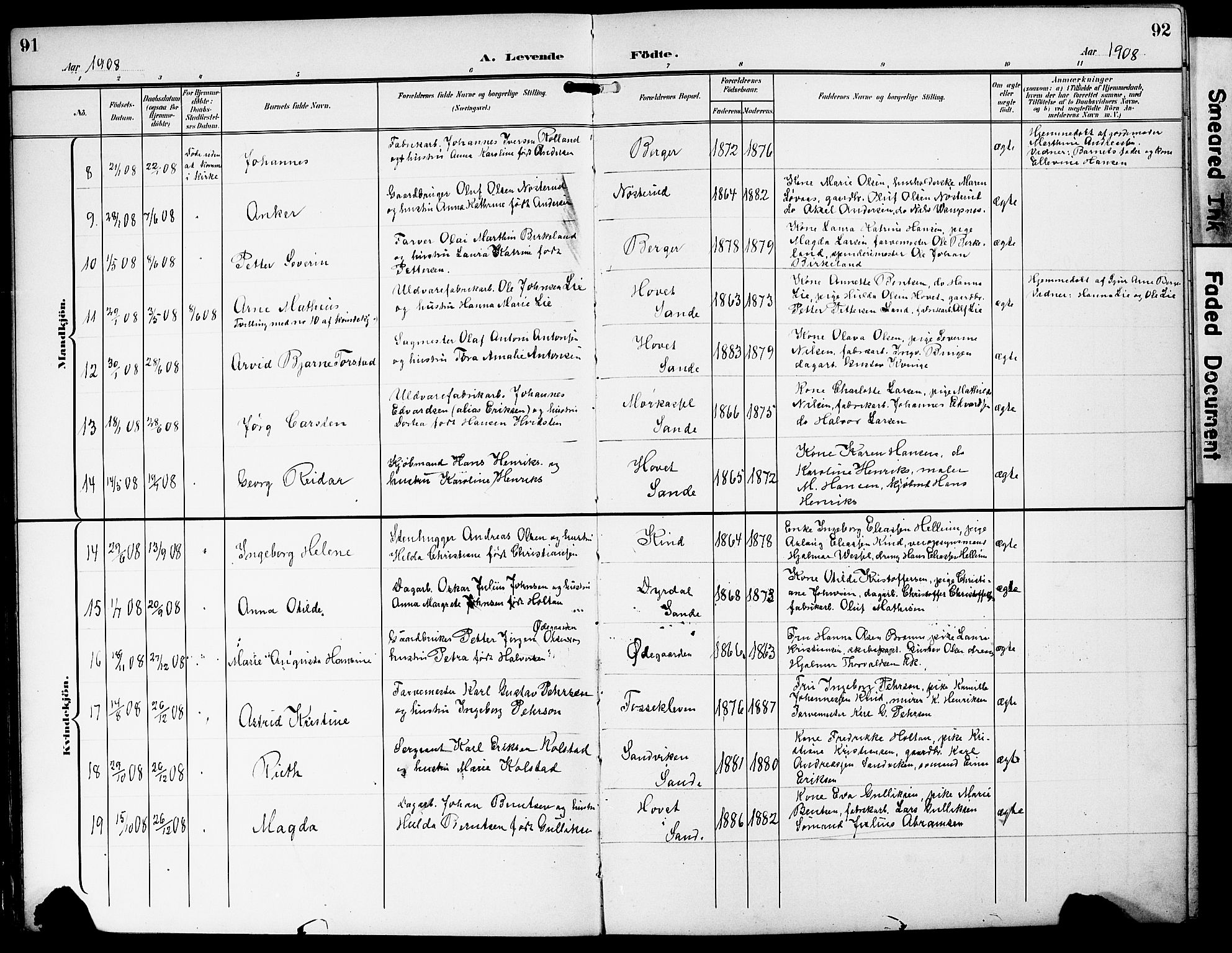 Strømm kirkebøker, AV/SAKO-A-322/G/Ga/L0004: Parish register (copy) no. I 4, 1897-1927, p. 91-92