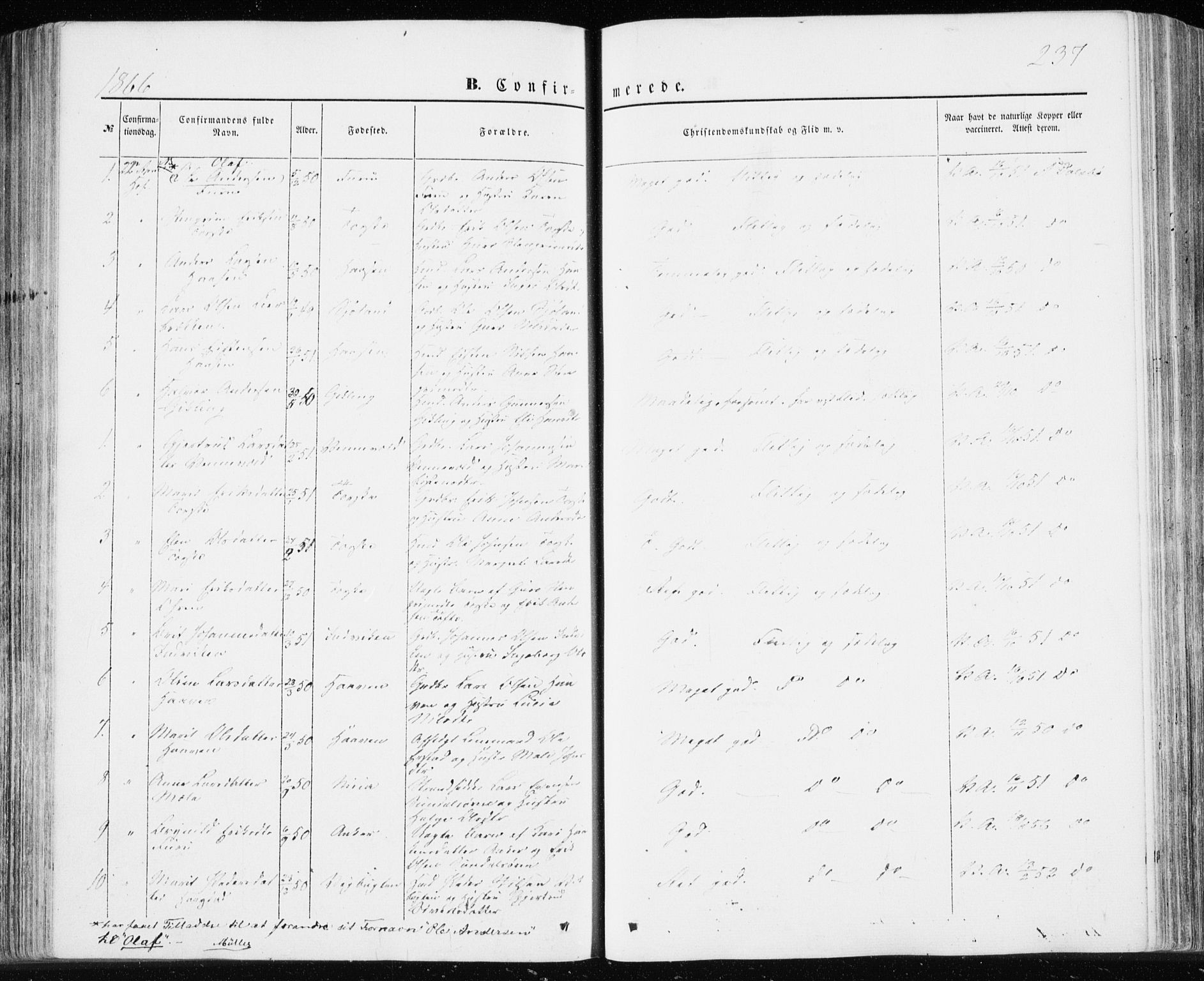 Ministerialprotokoller, klokkerbøker og fødselsregistre - Møre og Romsdal, SAT/A-1454/590/L1013: Parish register (official) no. 590A05, 1847-1877, p. 237