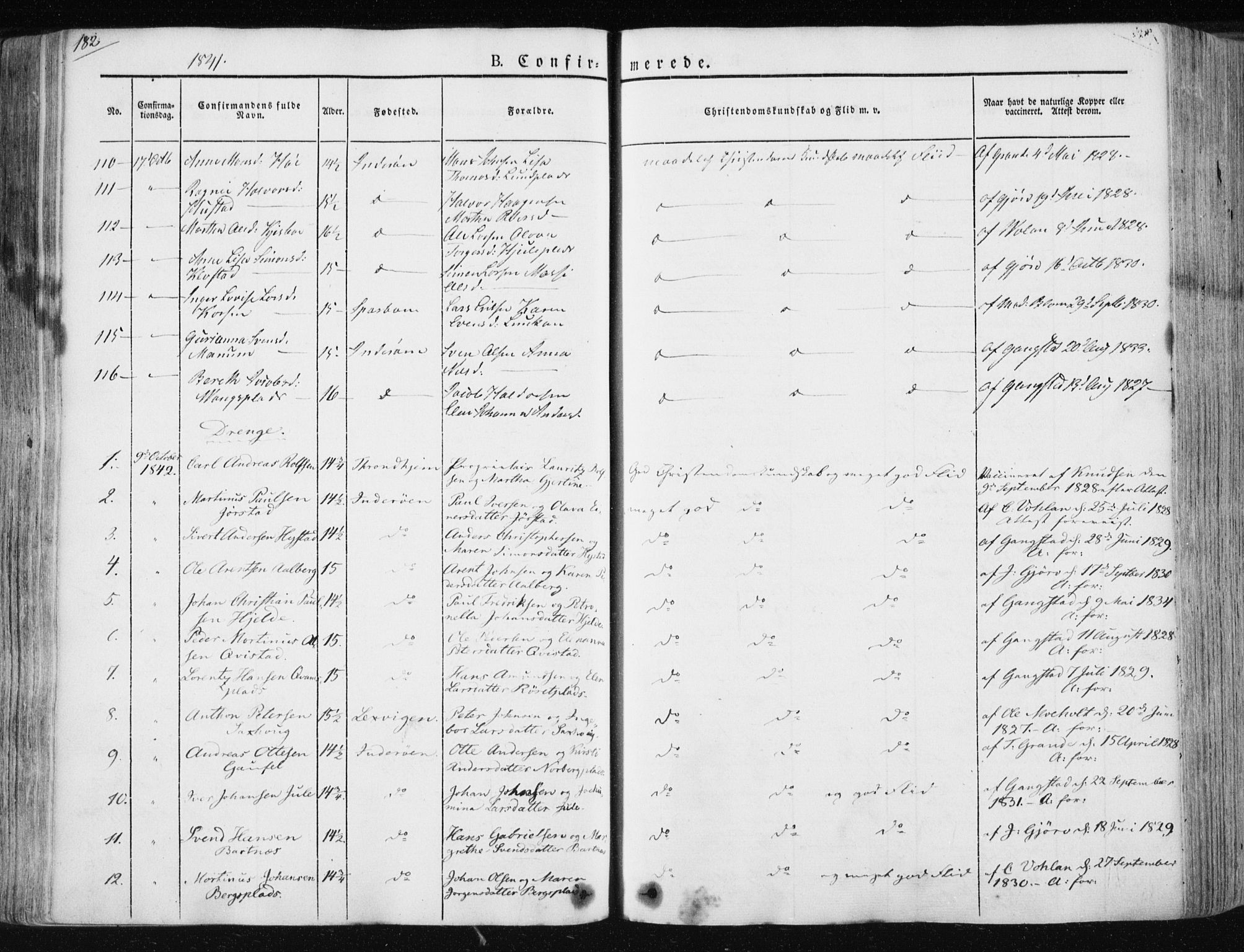 Ministerialprotokoller, klokkerbøker og fødselsregistre - Nord-Trøndelag, SAT/A-1458/730/L0280: Parish register (official) no. 730A07 /1, 1840-1854, p. 182