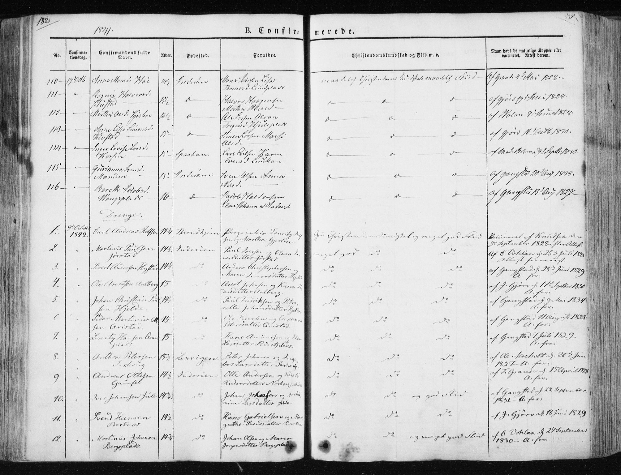 Ministerialprotokoller, klokkerbøker og fødselsregistre - Nord-Trøndelag, AV/SAT-A-1458/730/L0280: Parish register (official) no. 730A07 /1, 1840-1854, p. 182