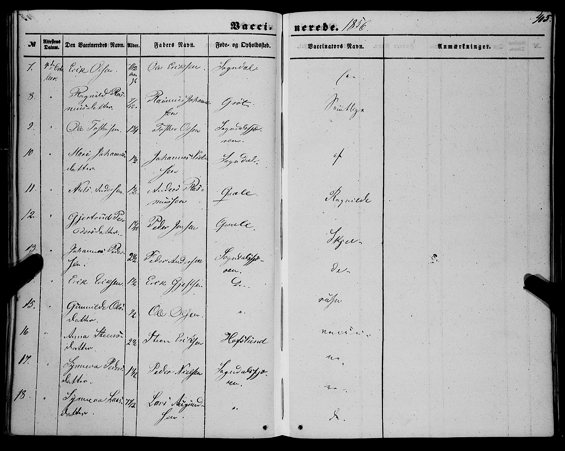 Sogndal sokneprestembete, AV/SAB-A-81301/H/Haa/Haaa/L0012II: Parish register (official) no. A 12II, 1847-1877, p. 405