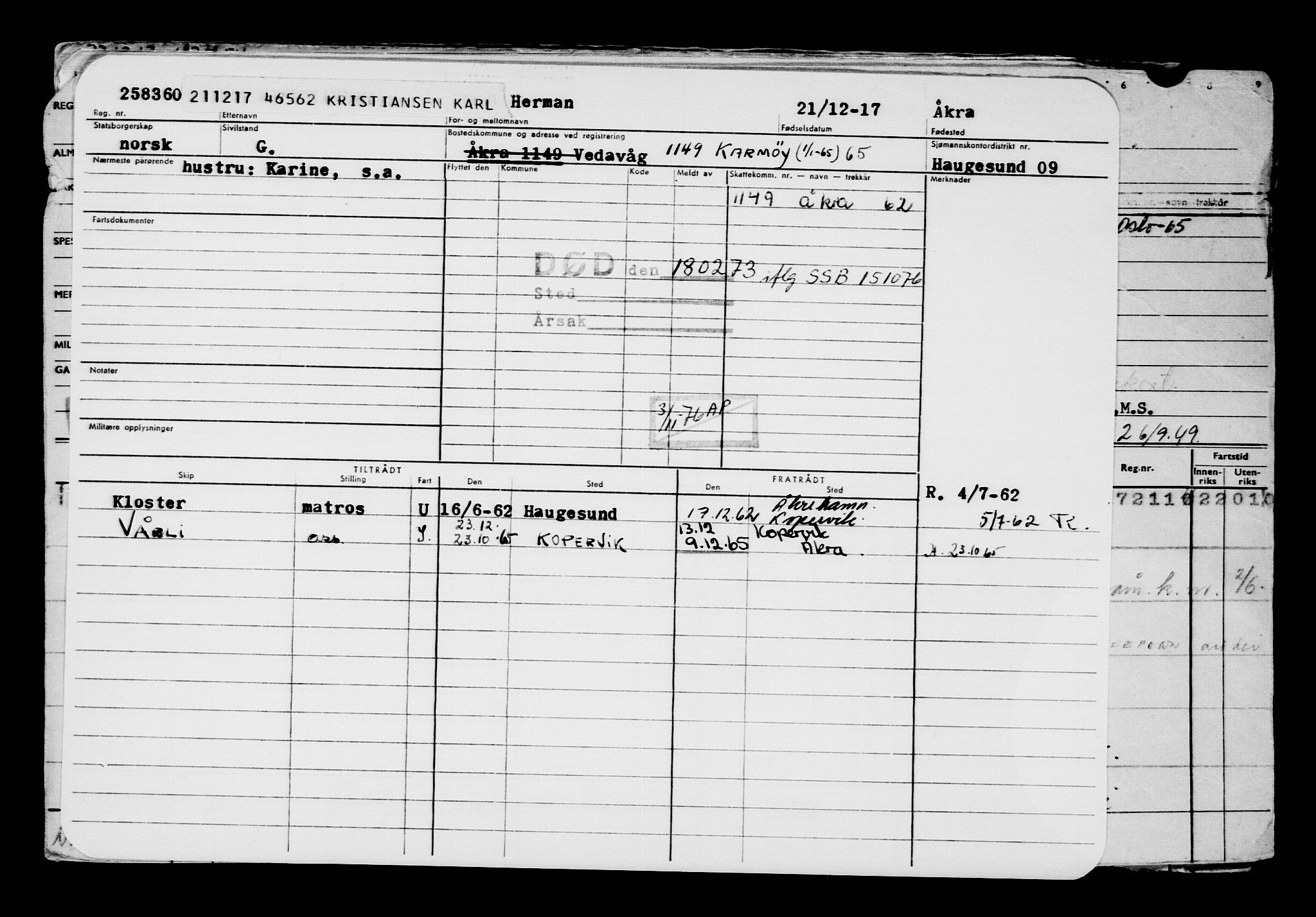 Direktoratet for sjømenn, AV/RA-S-3545/G/Gb/L0154: Hovedkort, 1917-1918, p. 120