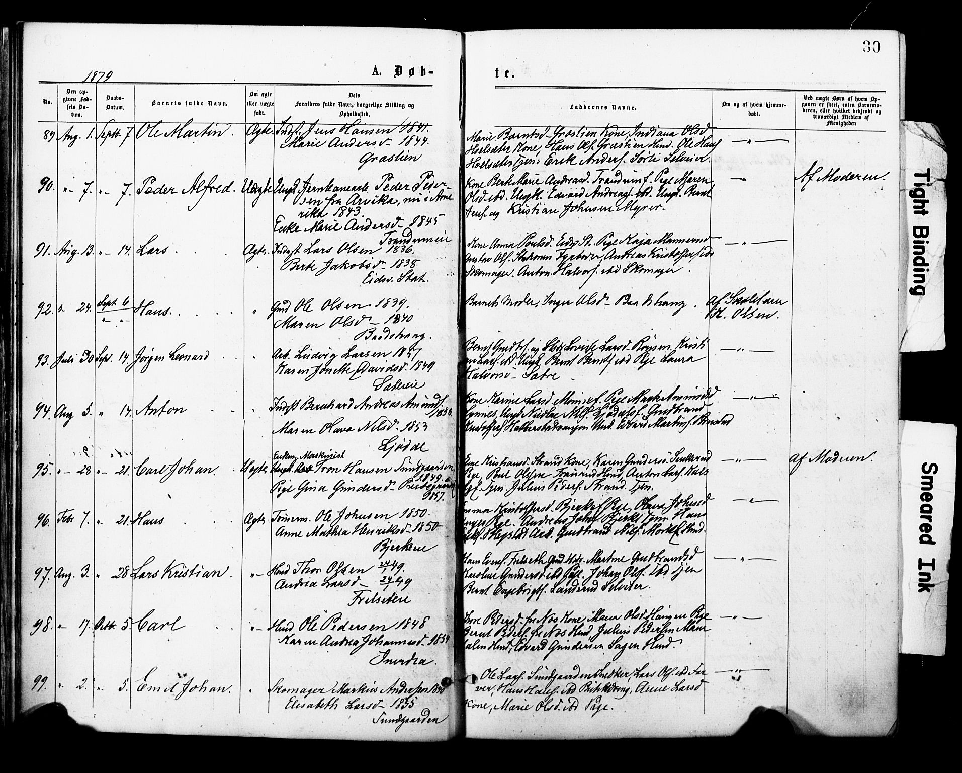 Eidsvoll prestekontor Kirkebøker, AV/SAO-A-10888/F/Fa/L0001: Parish register (official) no. I 1, 1877-1881, p. 30