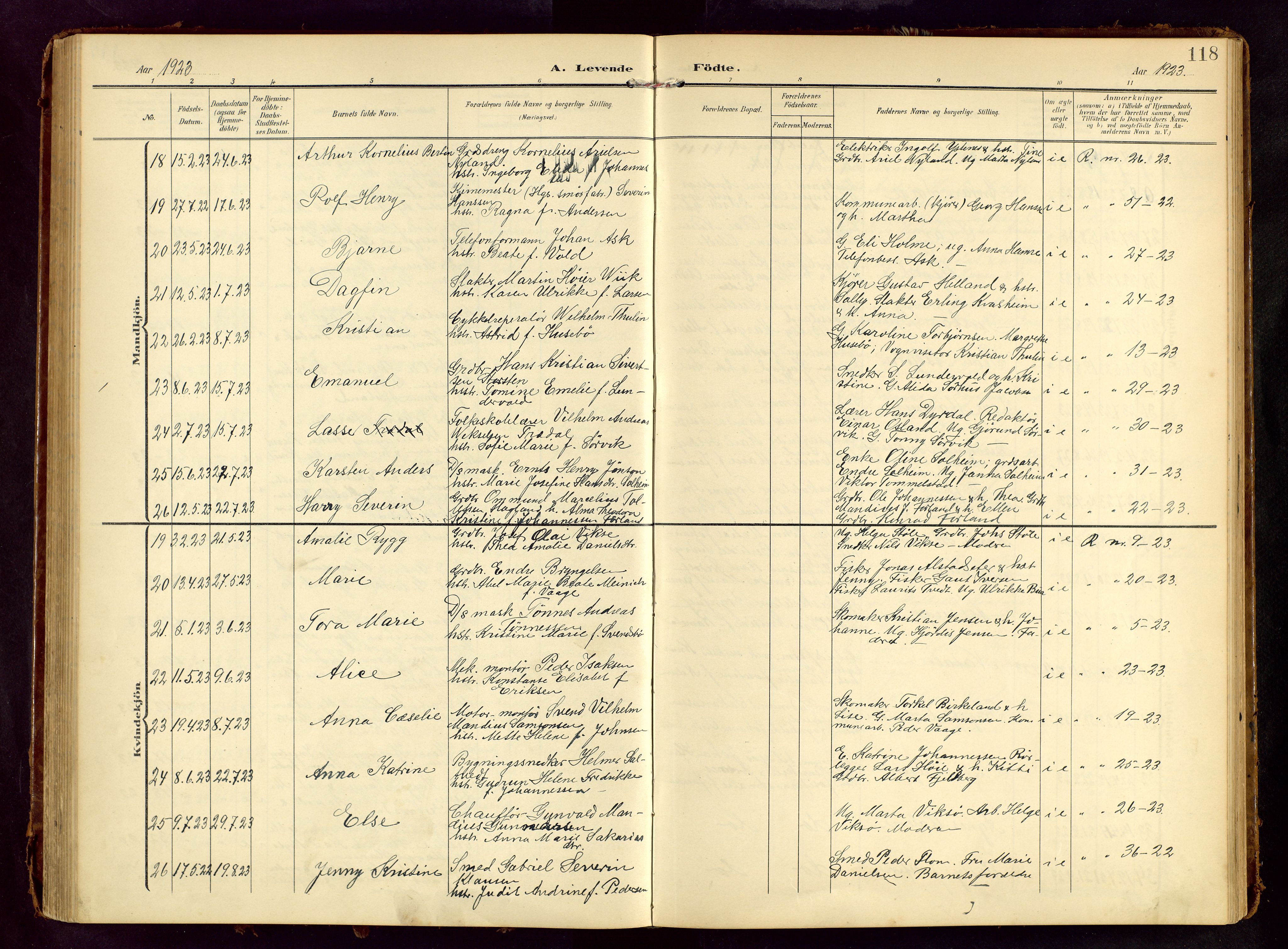 Haugesund sokneprestkontor, SAST/A -101863/H/Ha/Hab/L0006: Parish register (copy) no. B 6, 1906-1944, p. 118