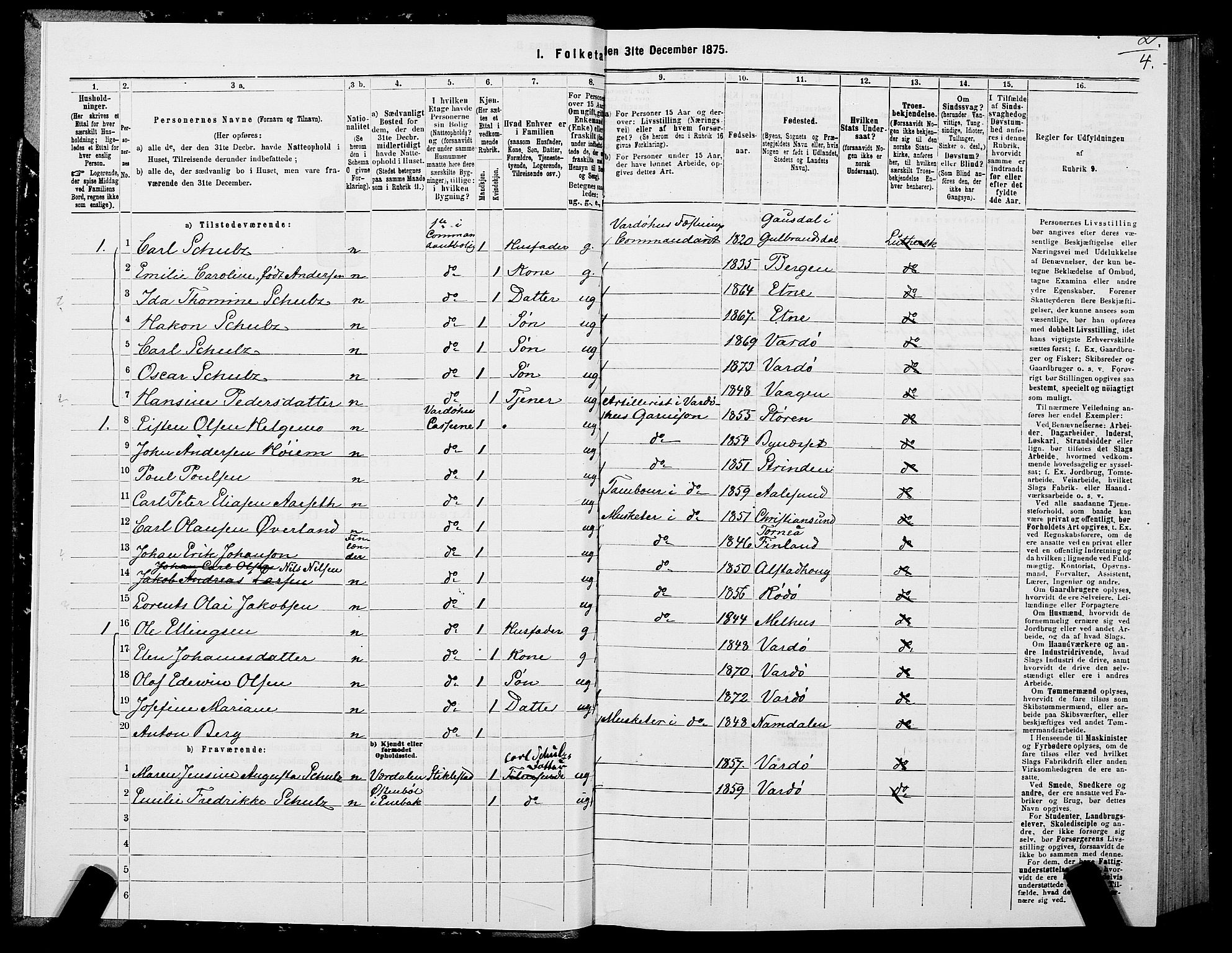 SATØ, 1875 census for 2002B Vardø/Vardø, 1875, p. 1004