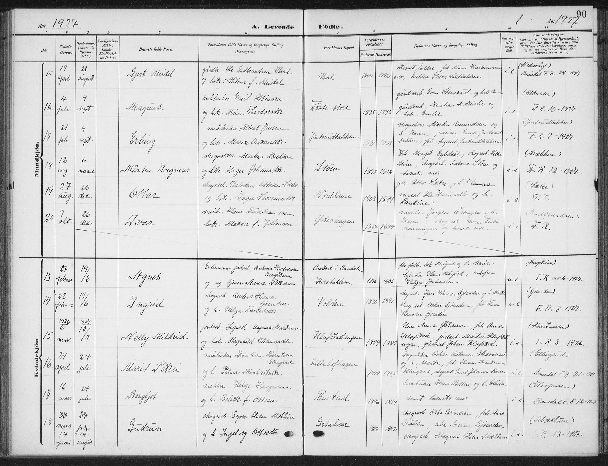 Romedal prestekontor, SAH/PREST-004/K/L0009: Parish register (official) no. 9, 1906-1929, p. 90