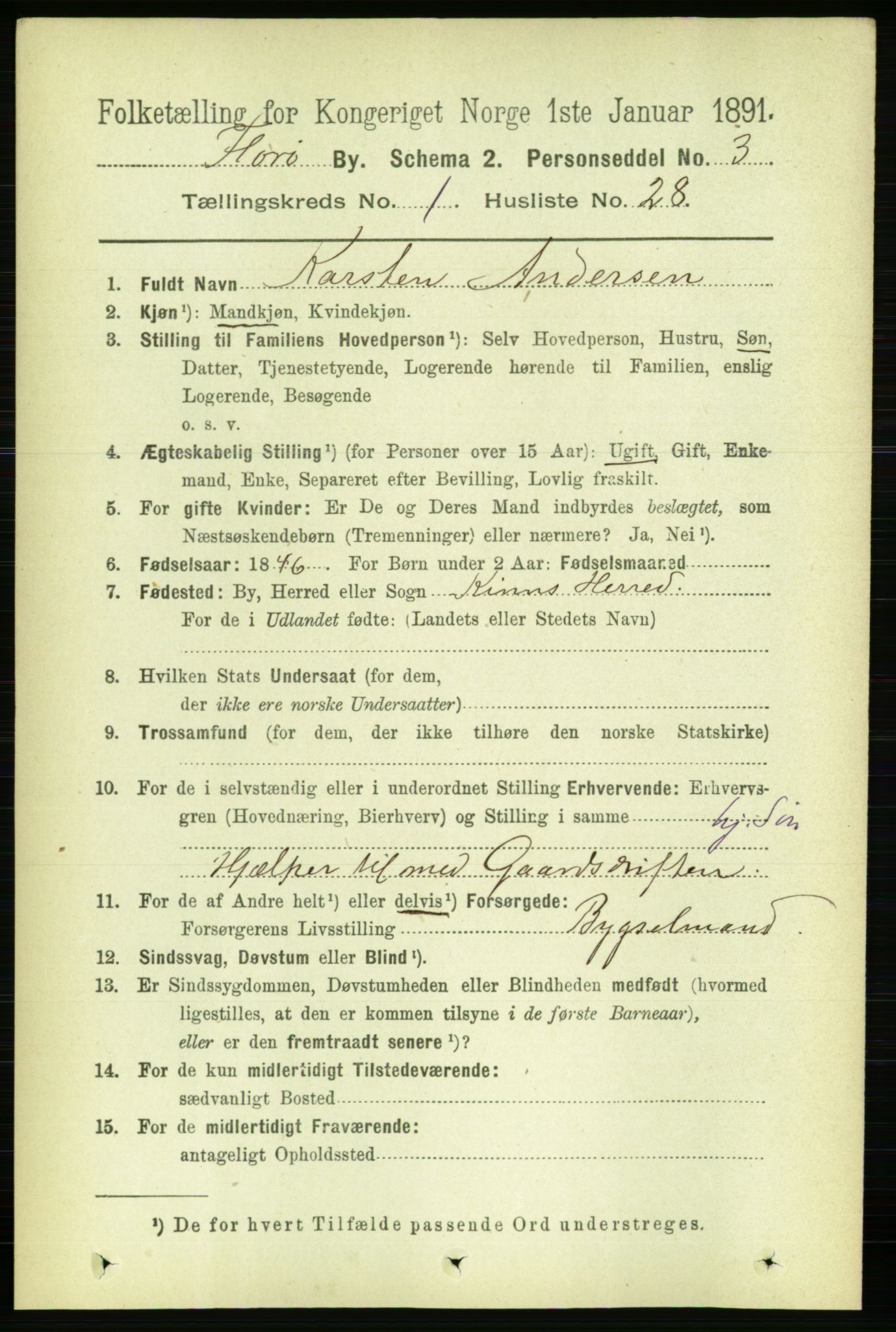 RA, 1891 census for 1401 Florø, 1891, p. 422