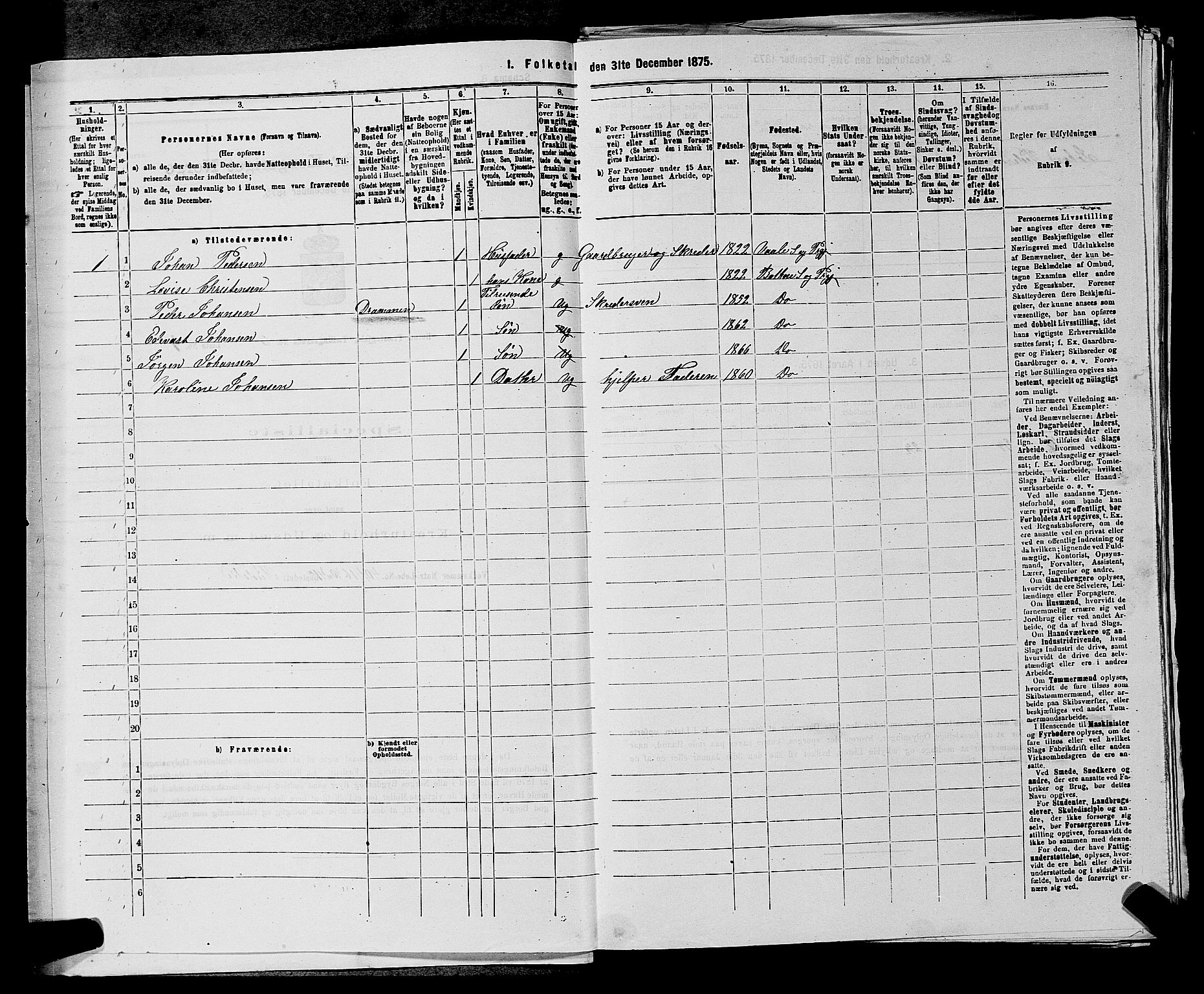 SAKO, 1875 census for 0715P Botne, 1875, p. 211