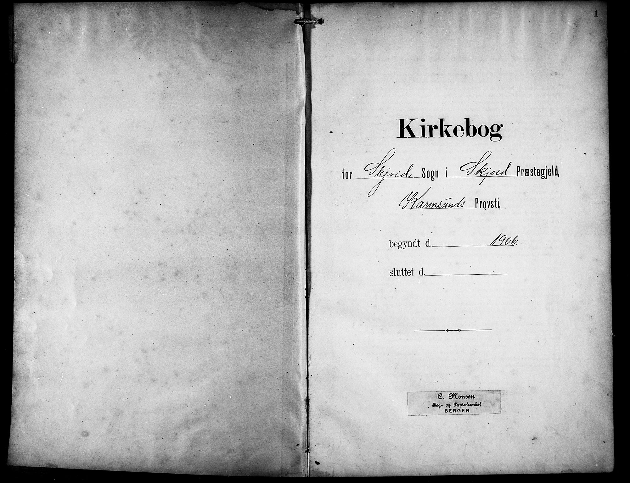 Skjold sokneprestkontor, SAST/A-101847/H/Ha/Hab/L0008: Parish register (copy) no. B 8, 1906-1920, p. 1