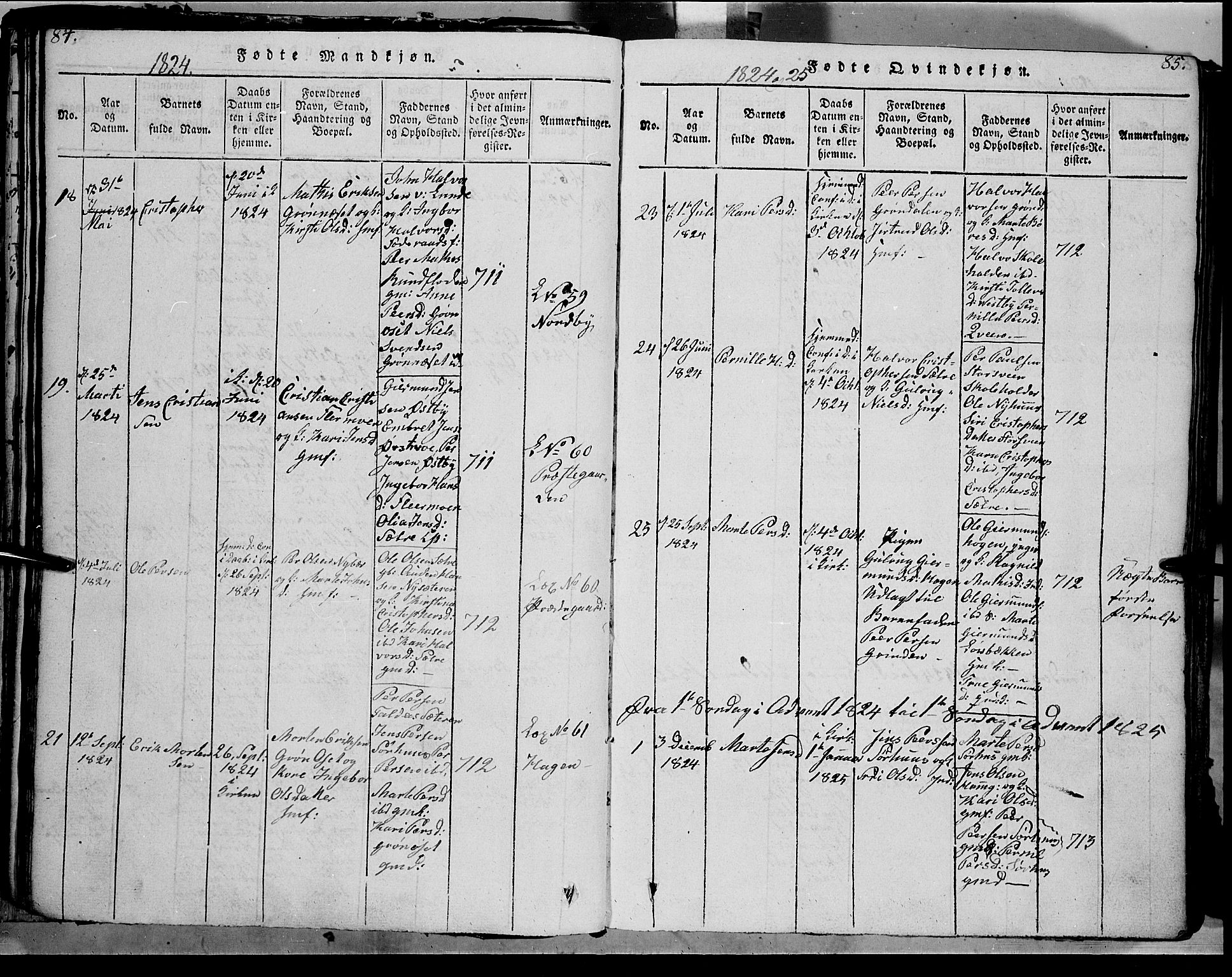 Trysil prestekontor, SAH/PREST-046/H/Ha/Haa/L0003: Parish register (official) no. 3 /1, 1814-1841, p. 84-85