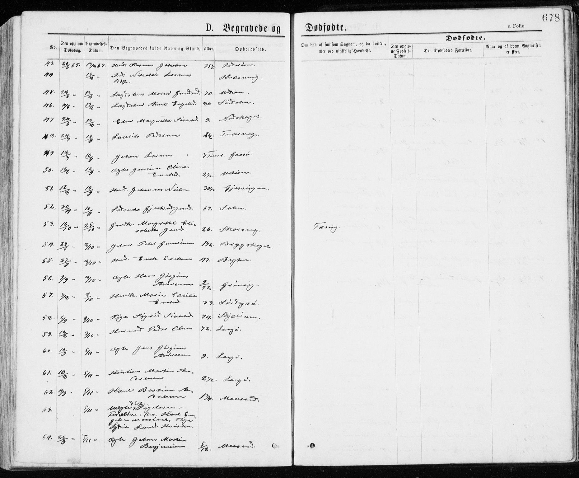 Ministerialprotokoller, klokkerbøker og fødselsregistre - Sør-Trøndelag, SAT/A-1456/640/L0576: Parish register (official) no. 640A01, 1846-1876, p. 678