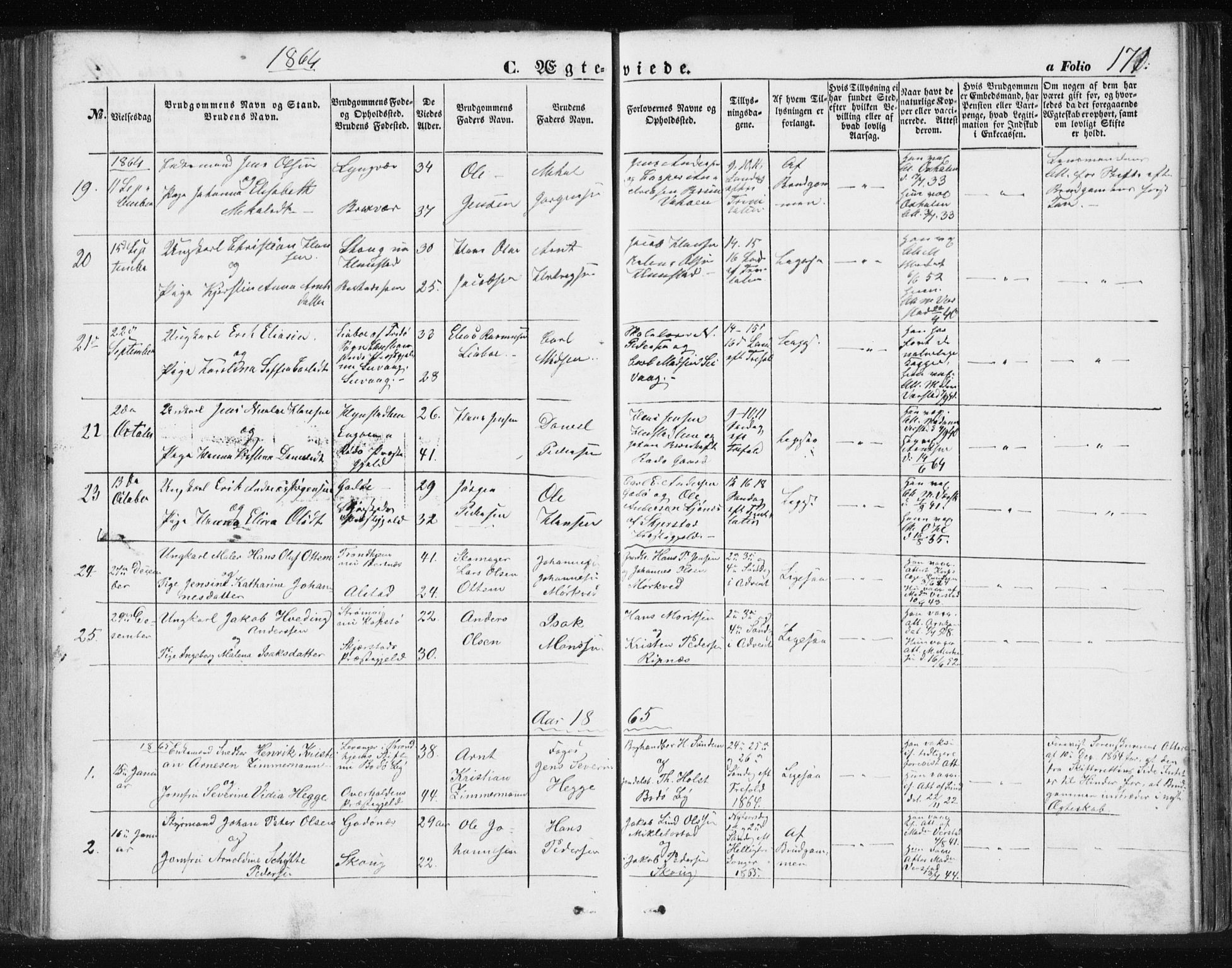 Ministerialprotokoller, klokkerbøker og fødselsregistre - Nordland, SAT/A-1459/801/L0028: Parish register (copy) no. 801C03, 1855-1867, p. 171