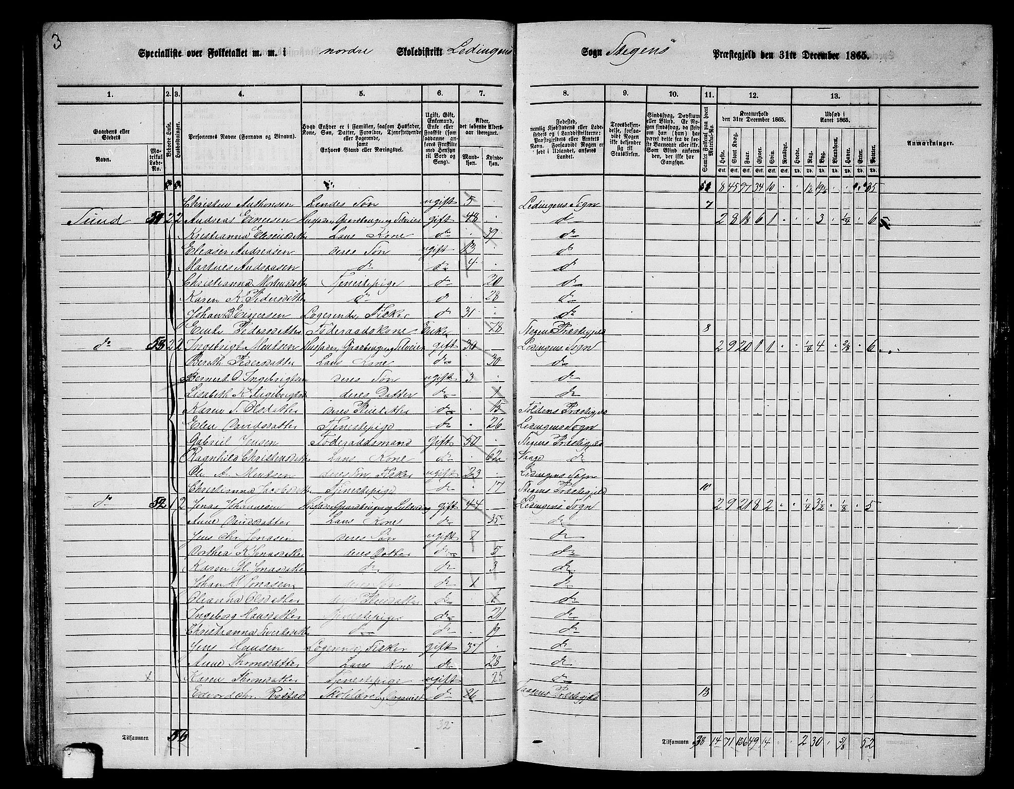 RA, 1865 census for Steigen, 1865, p. 32