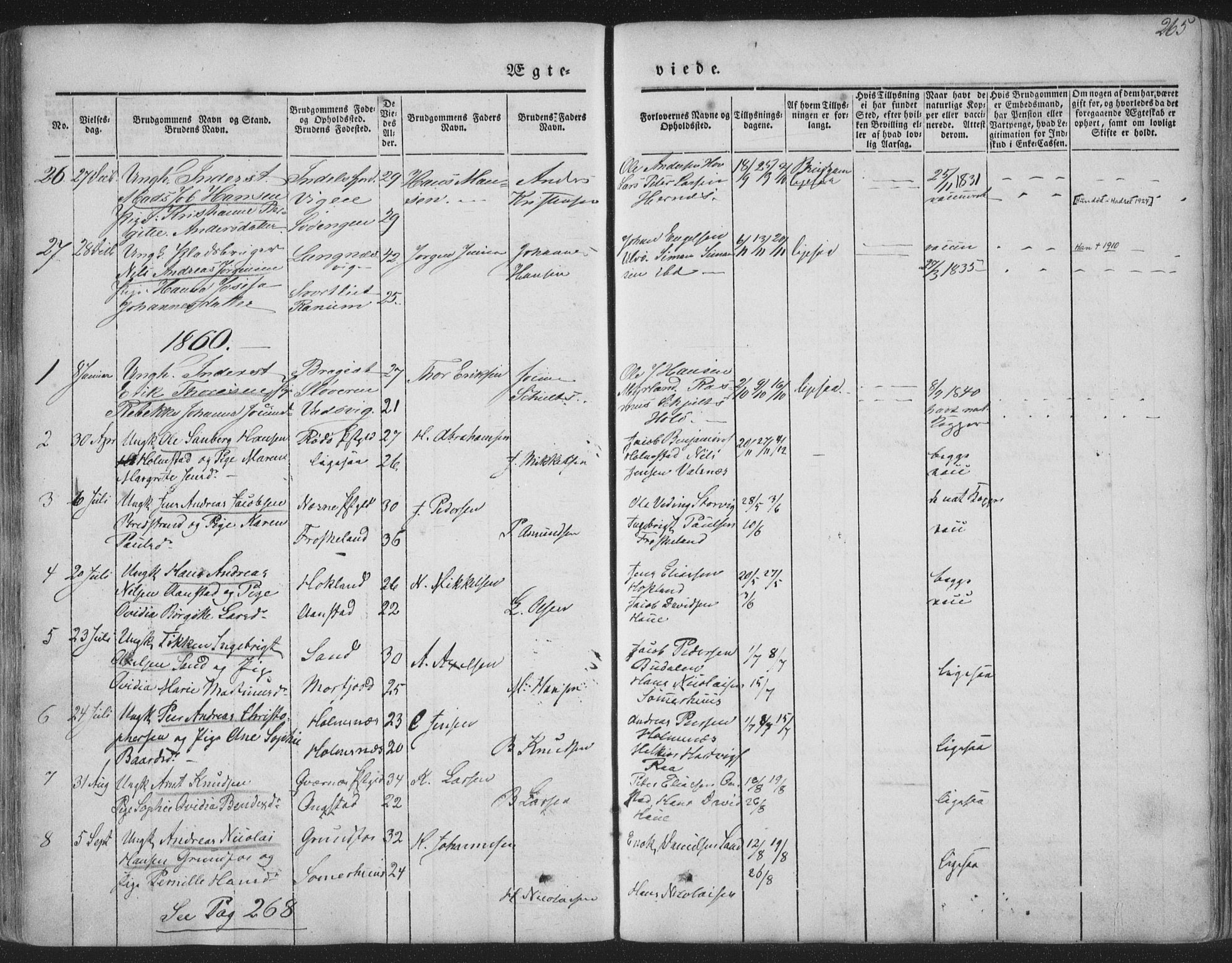 Ministerialprotokoller, klokkerbøker og fødselsregistre - Nordland, SAT/A-1459/888/L1241: Parish register (official) no. 888A07, 1849-1869, p. 265