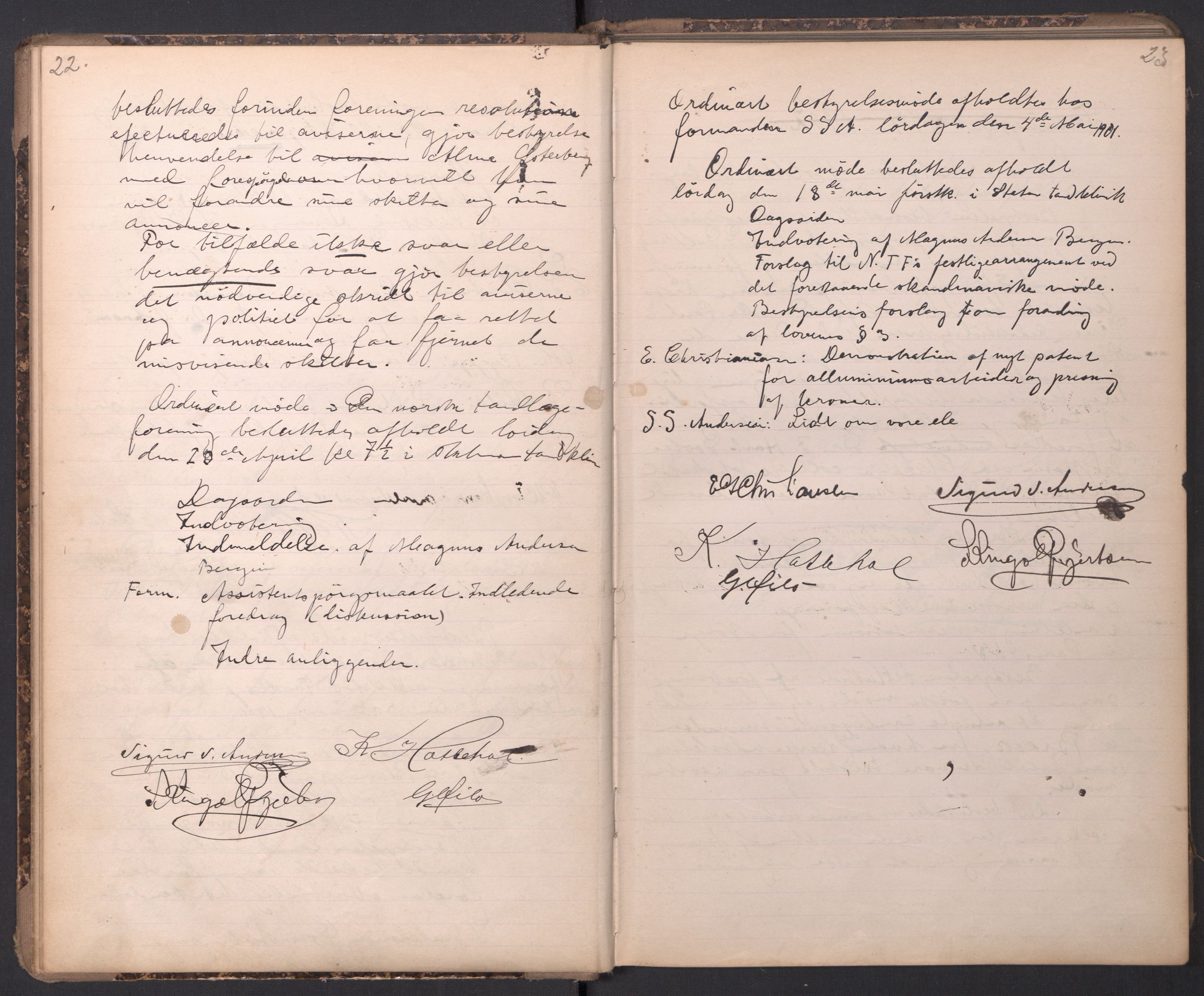 Den norske tannlegeforening, AV/RA-PA-0862/1/A/Ab/L0003: Forhandlingsprotokoll, 1899-1912, p. 22-23
