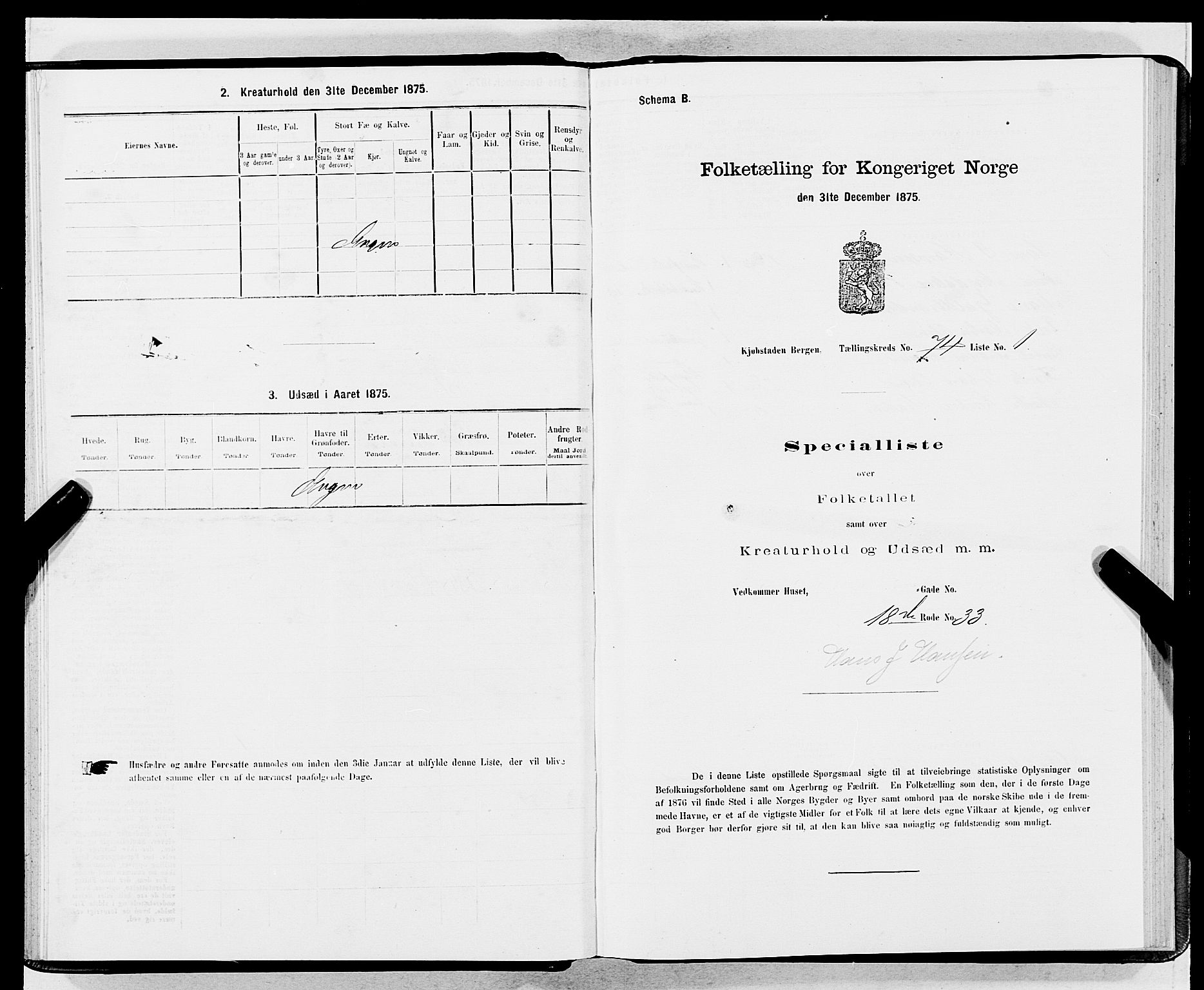 SAB, 1875 census for 1301 Bergen, 1875, p. 3953