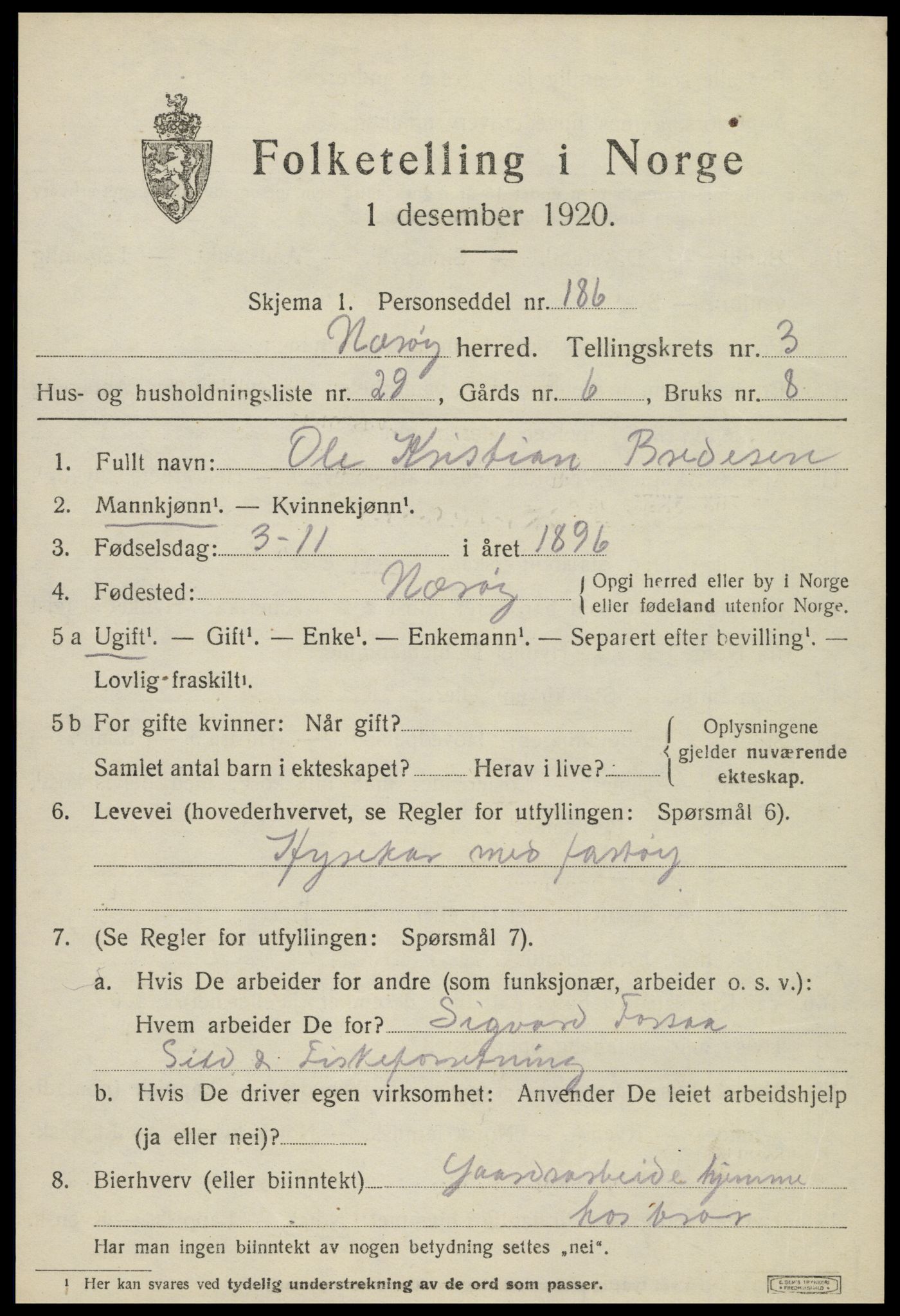 SAT, 1920 census for Nærøy, 1920, p. 1891