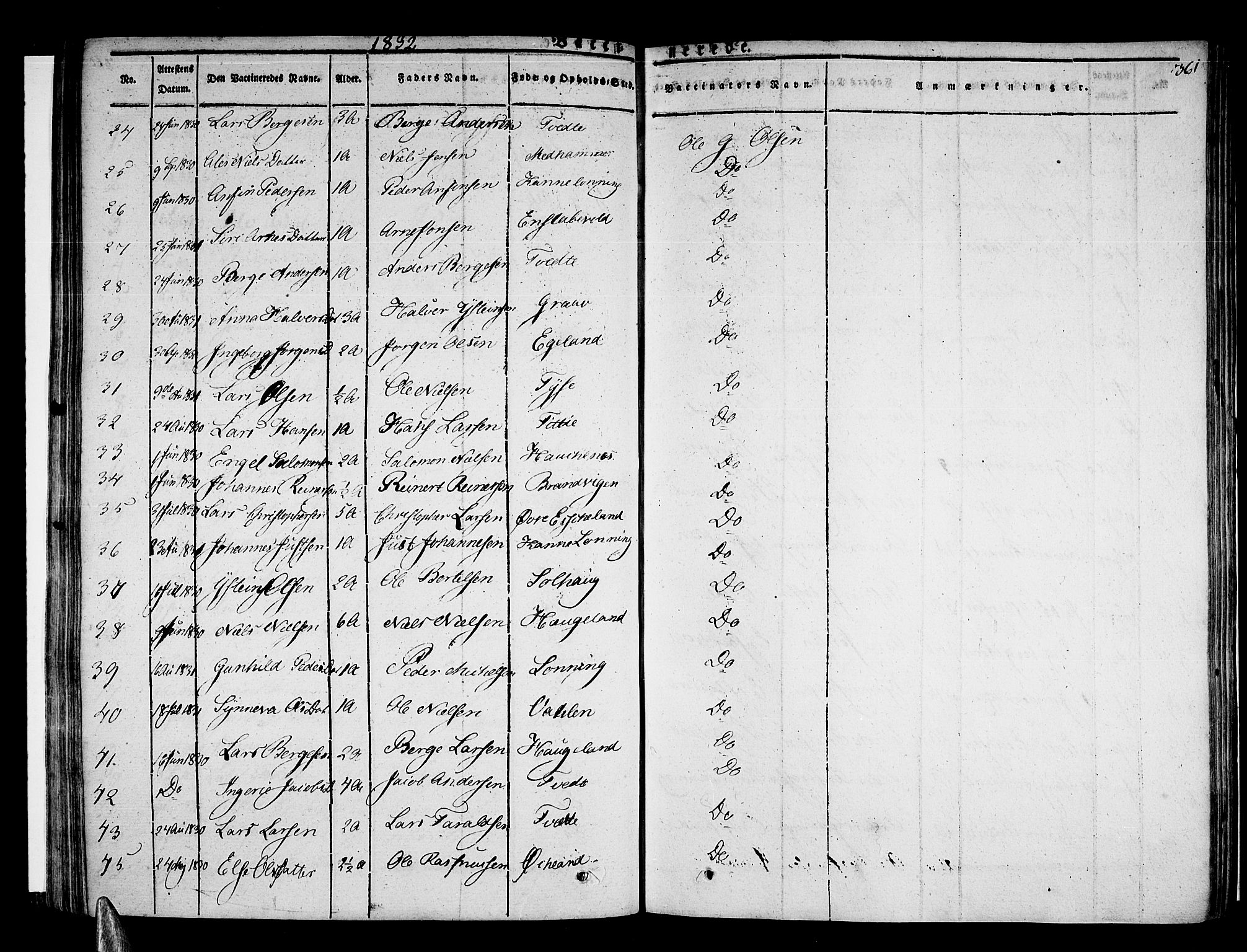 Stord sokneprestembete, SAB/A-78201/H/Haa: Parish register (official) no. A 6, 1826-1840, p. 361