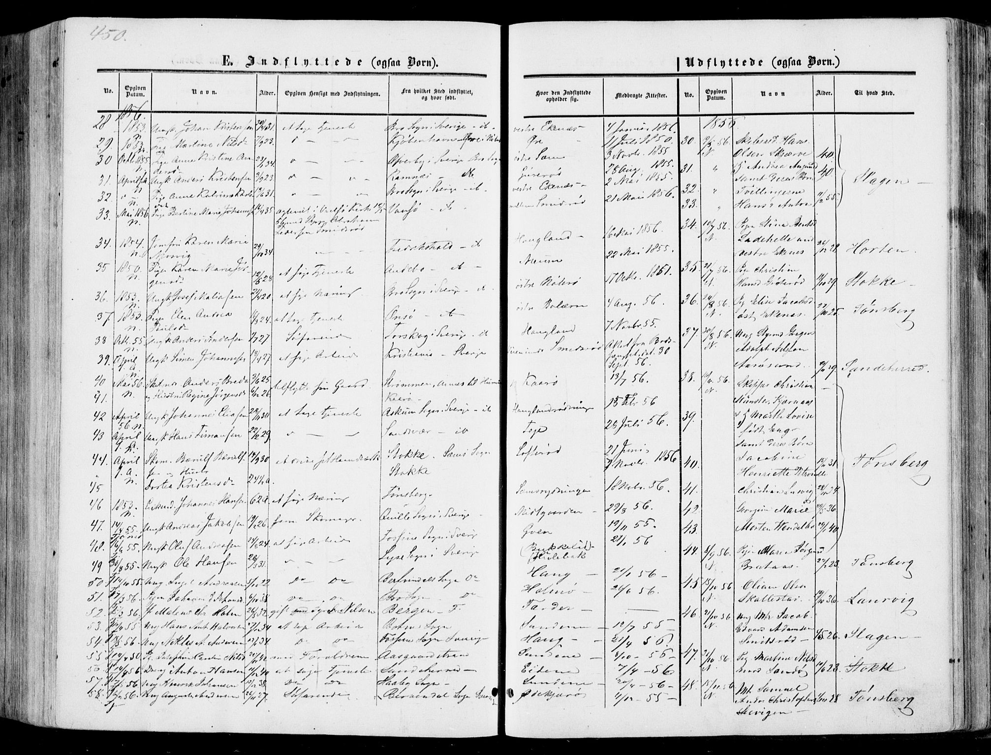 Nøtterøy kirkebøker, AV/SAKO-A-354/F/Fa/L0006: Parish register (official) no. I 6, 1852-1864, p. 450