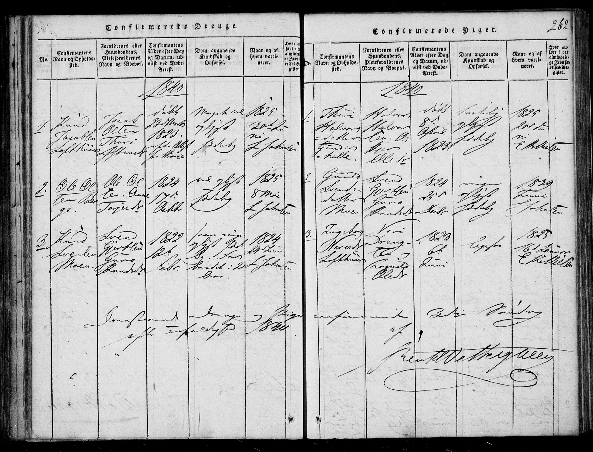 Lårdal kirkebøker, SAKO/A-284/F/Fb/L0001: Parish register (official) no. II 1, 1815-1860, p. 262