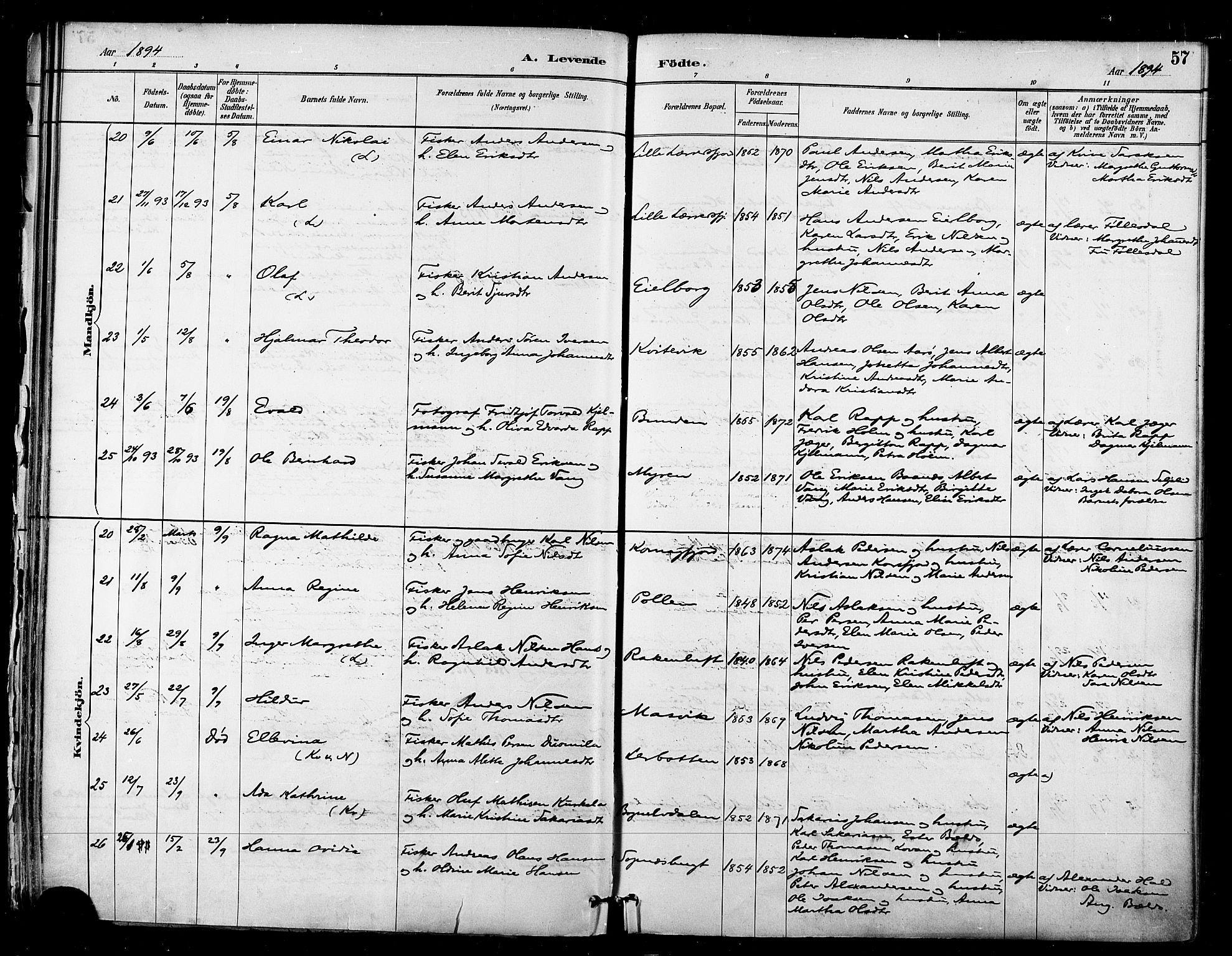 Talvik sokneprestkontor, AV/SATØ-S-1337/H/Ha/L0013kirke: Parish register (official) no. 13, 1886-1897, p. 57