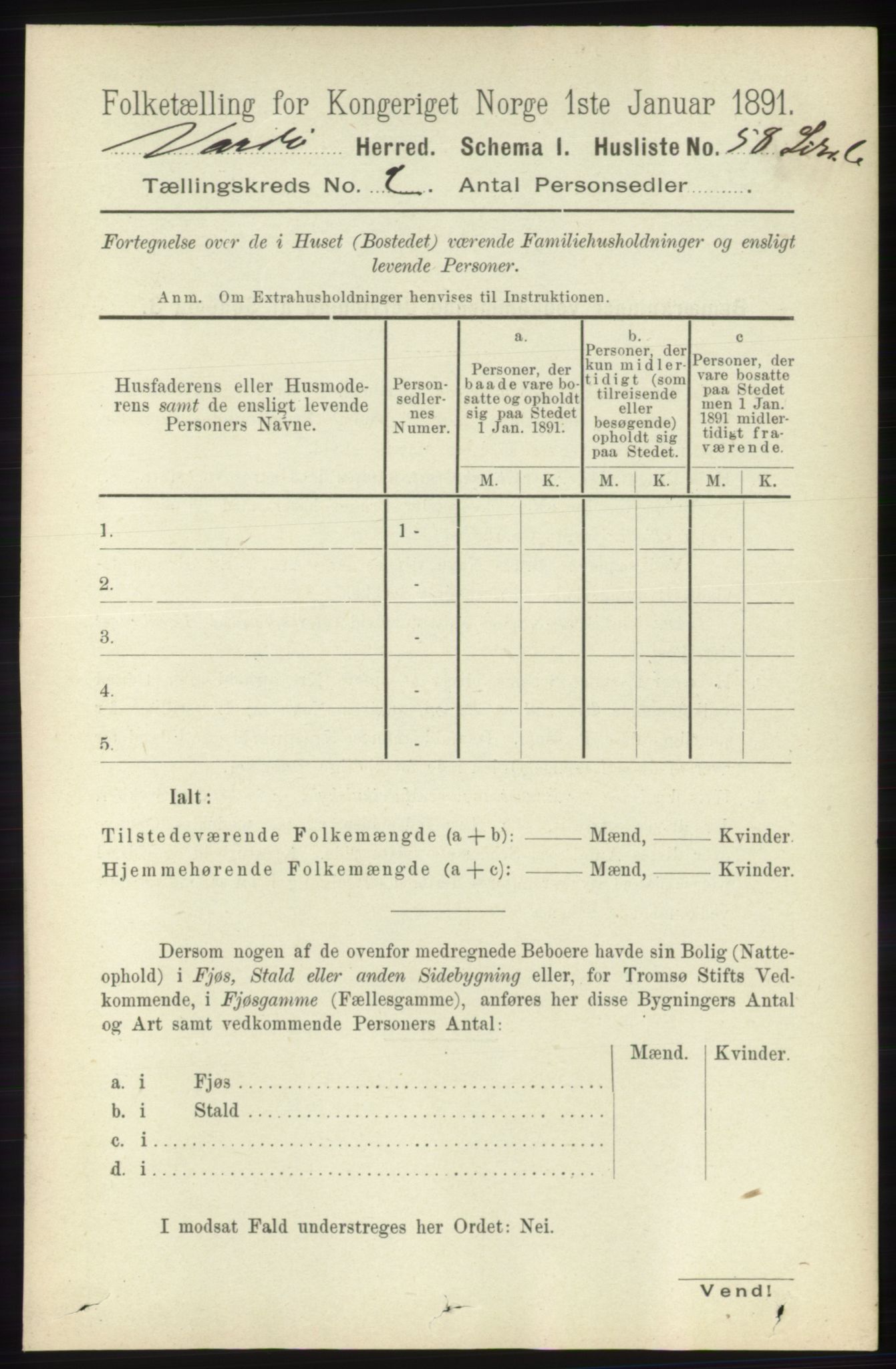 RA, 1891 census for 2028 Vardø, 1891, p. 281