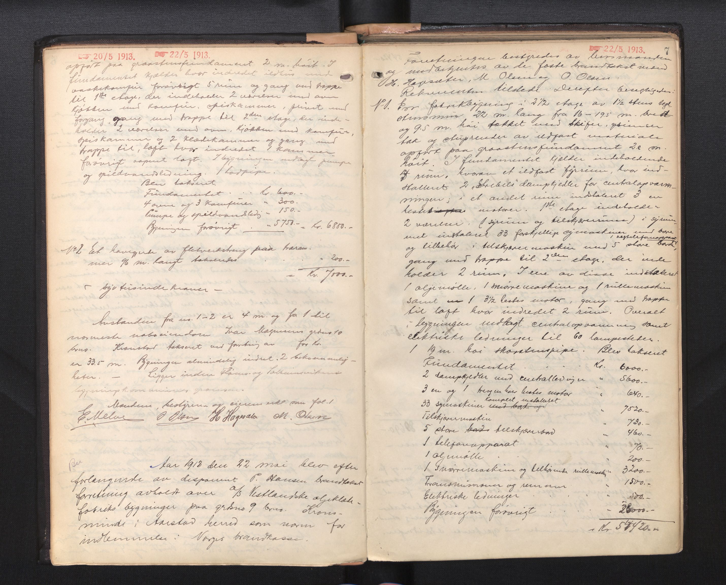 Byfogd og Byskriver i Bergen, AV/SAB-A-3401/11/11Da/L0033: Branntakstprotokoll, 1913-1921, p. 7