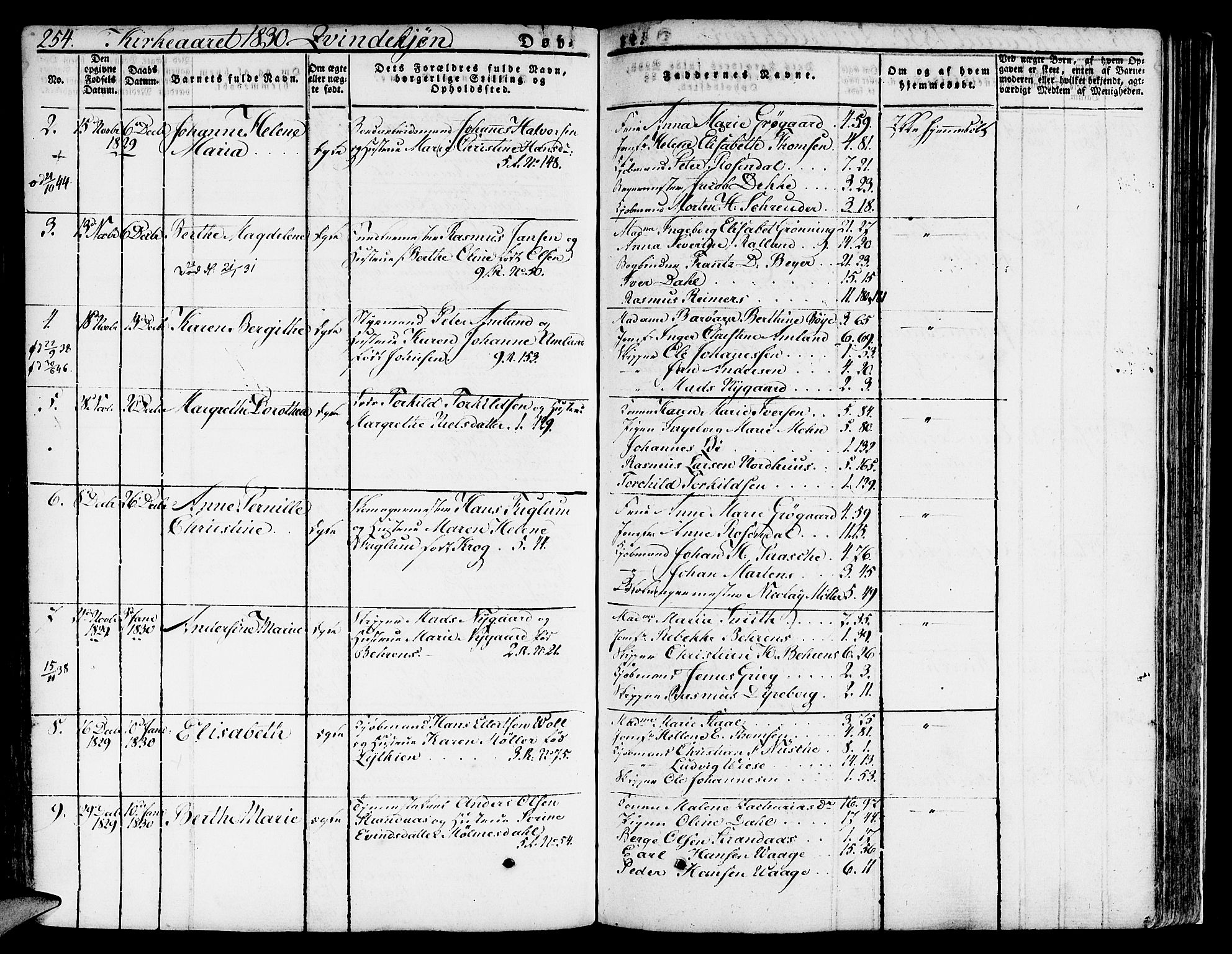 Nykirken Sokneprestembete, SAB/A-77101/H/Hab: Parish register (copy) no. A 5I, 1821-1841, p. 254