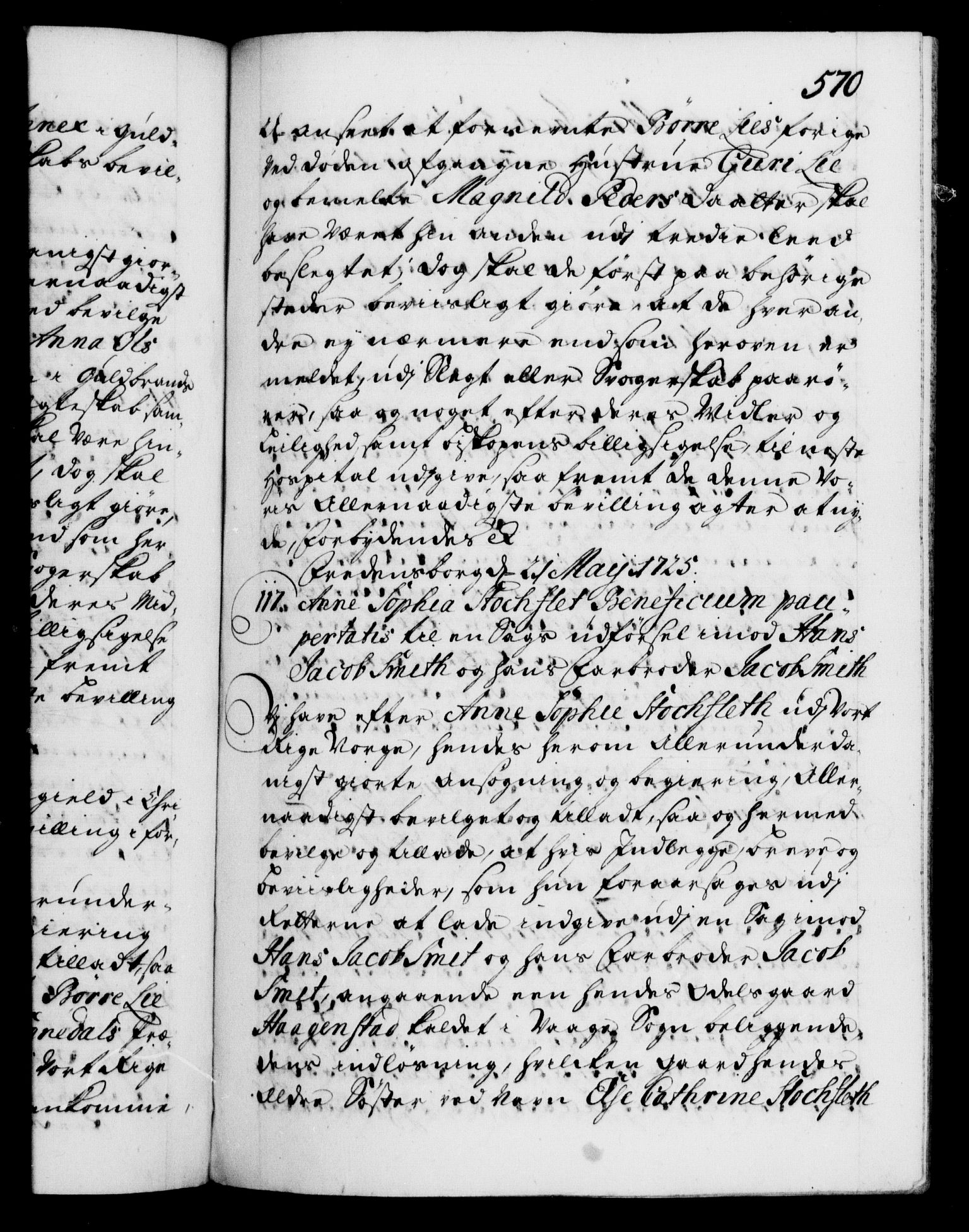 Danske Kanselli 1572-1799, AV/RA-EA-3023/F/Fc/Fca/Fcaa/L0024: Norske registre, 1723-1725, p. 570a