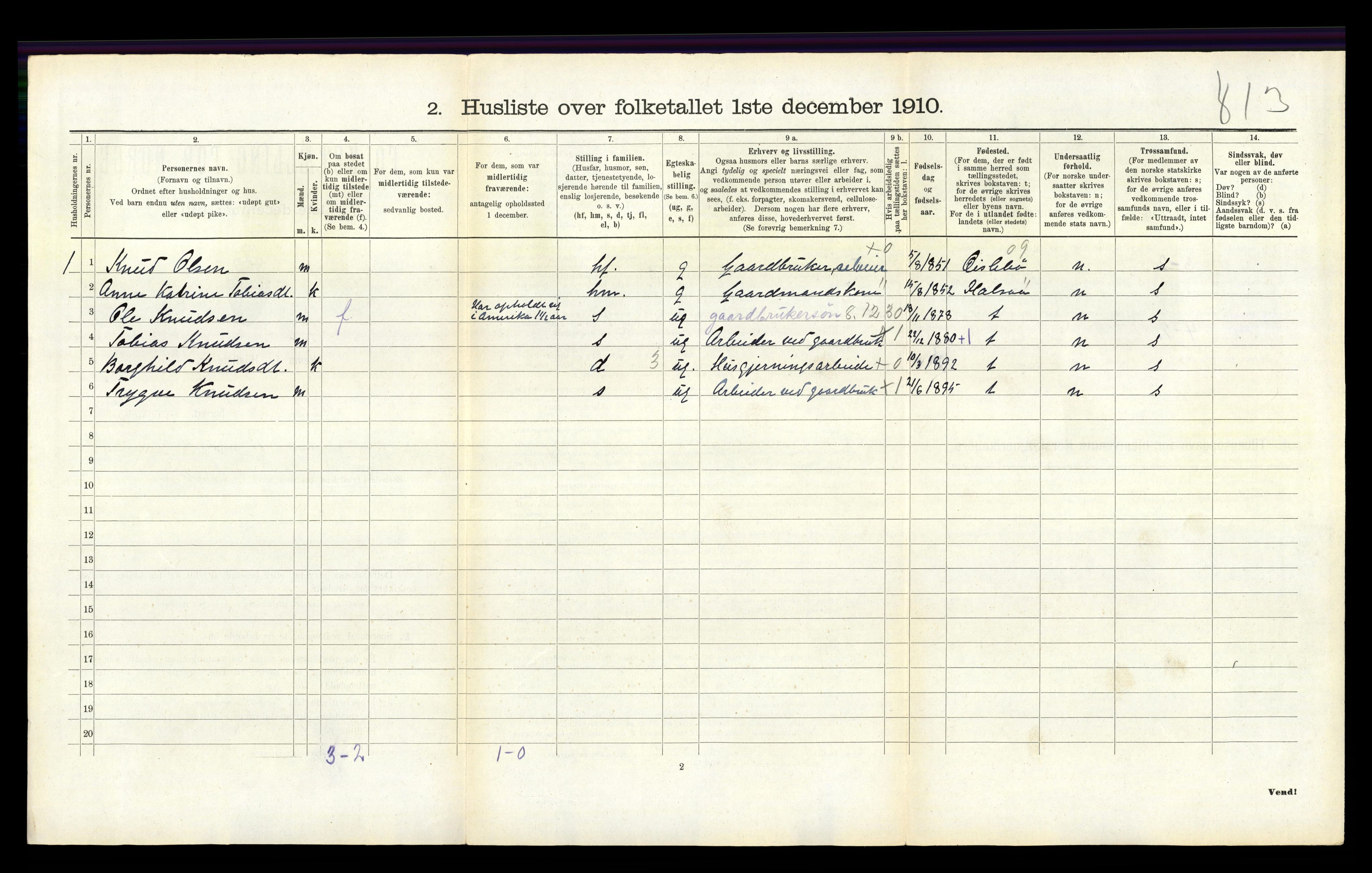 RA, 1910 census for Holum, 1910, p. 433