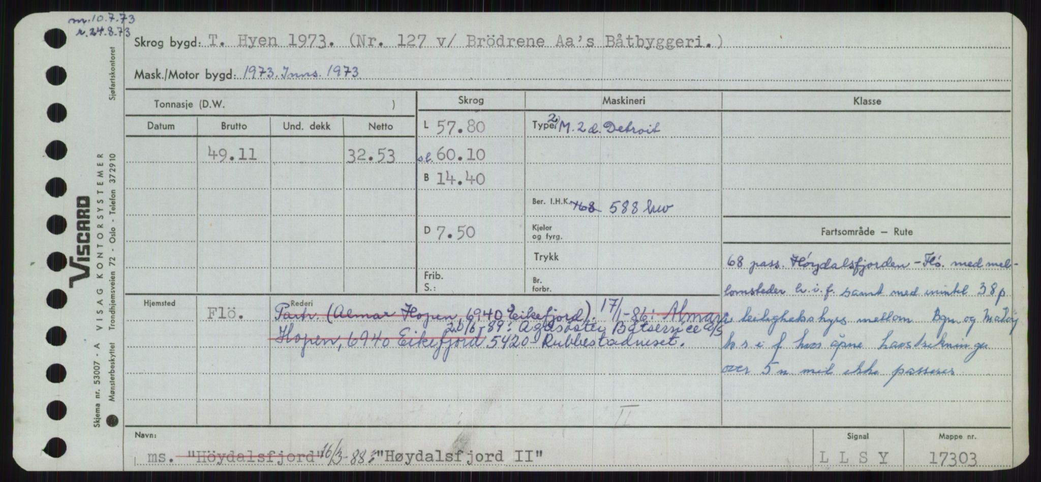 Sjøfartsdirektoratet med forløpere, Skipsmålingen, RA/S-1627/H/Ha/L0003/0001: Fartøy, Hilm-Mar / Fartøy, Hilm-Kol, p. 209