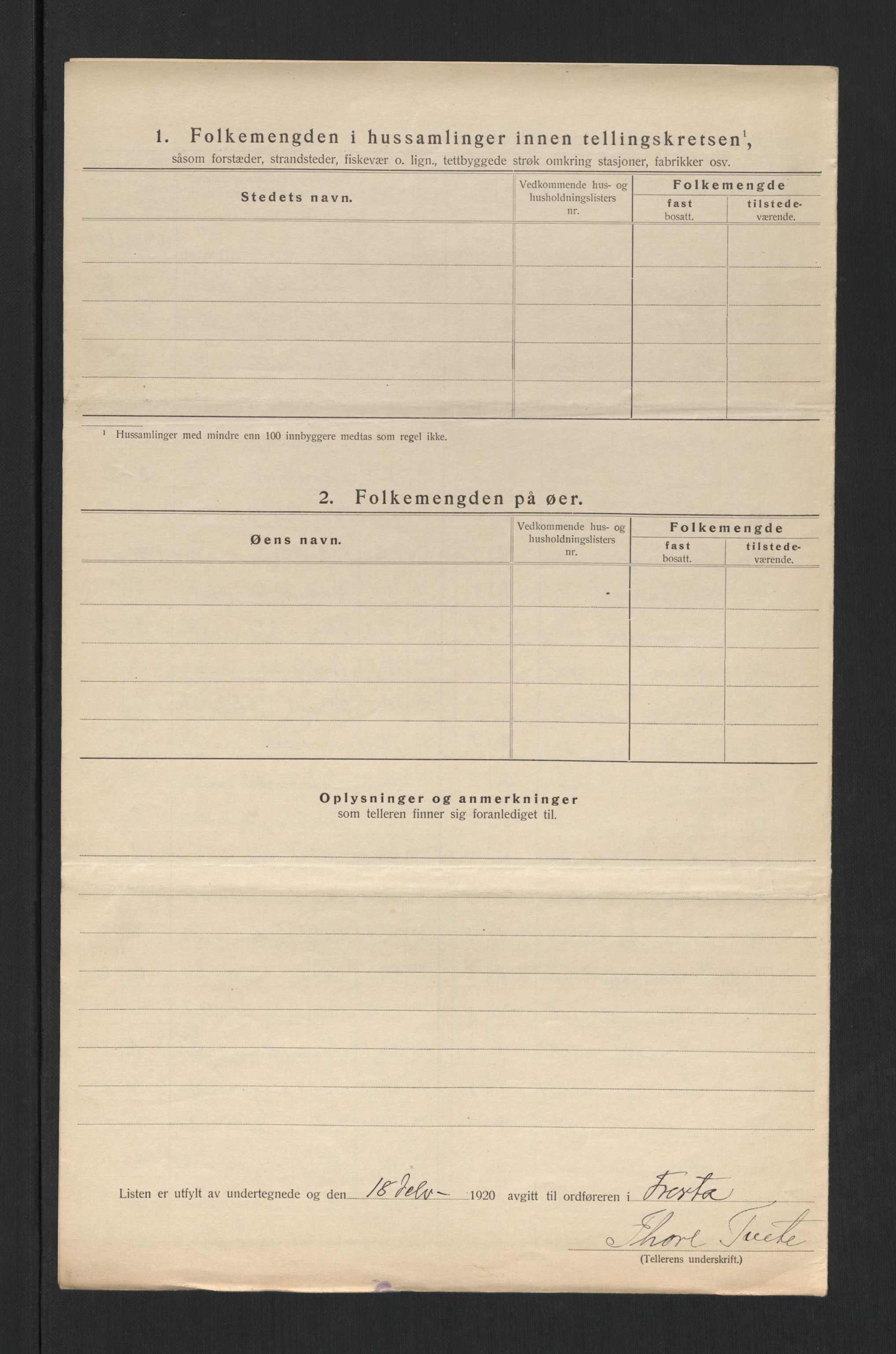 SAT, 1920 census for Frosta, 1920, p. 20