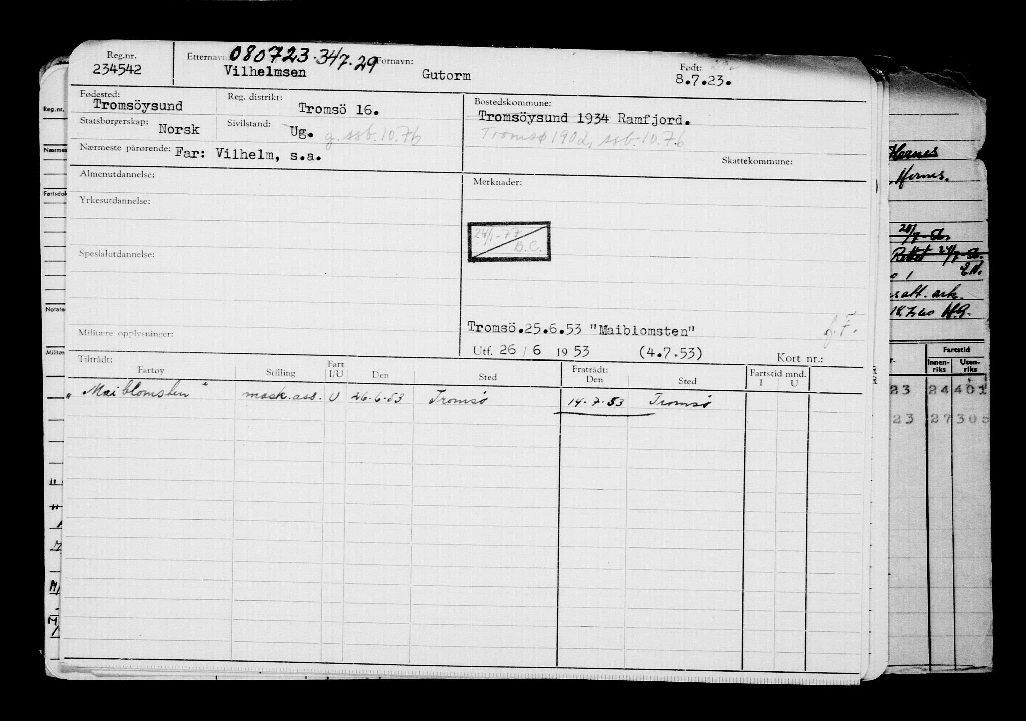 Direktoratet for sjømenn, AV/RA-S-3545/G/Gb/L0220: Hovedkort, 1923, p. 753