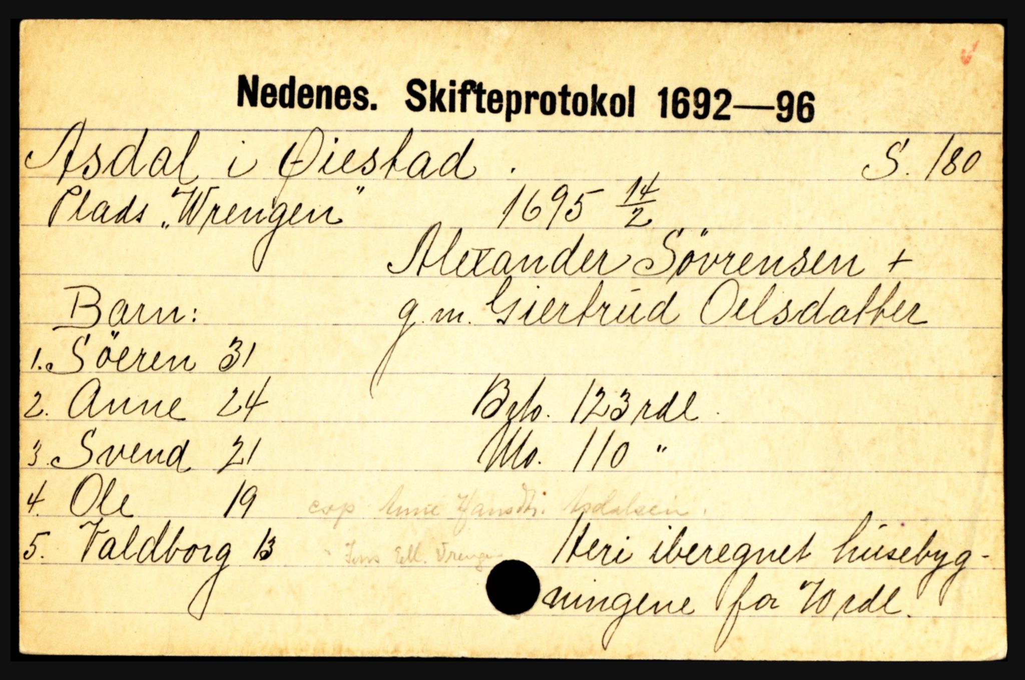 Nedenes sorenskriveri før 1824, AV/SAK-1221-0007/H, p. 541