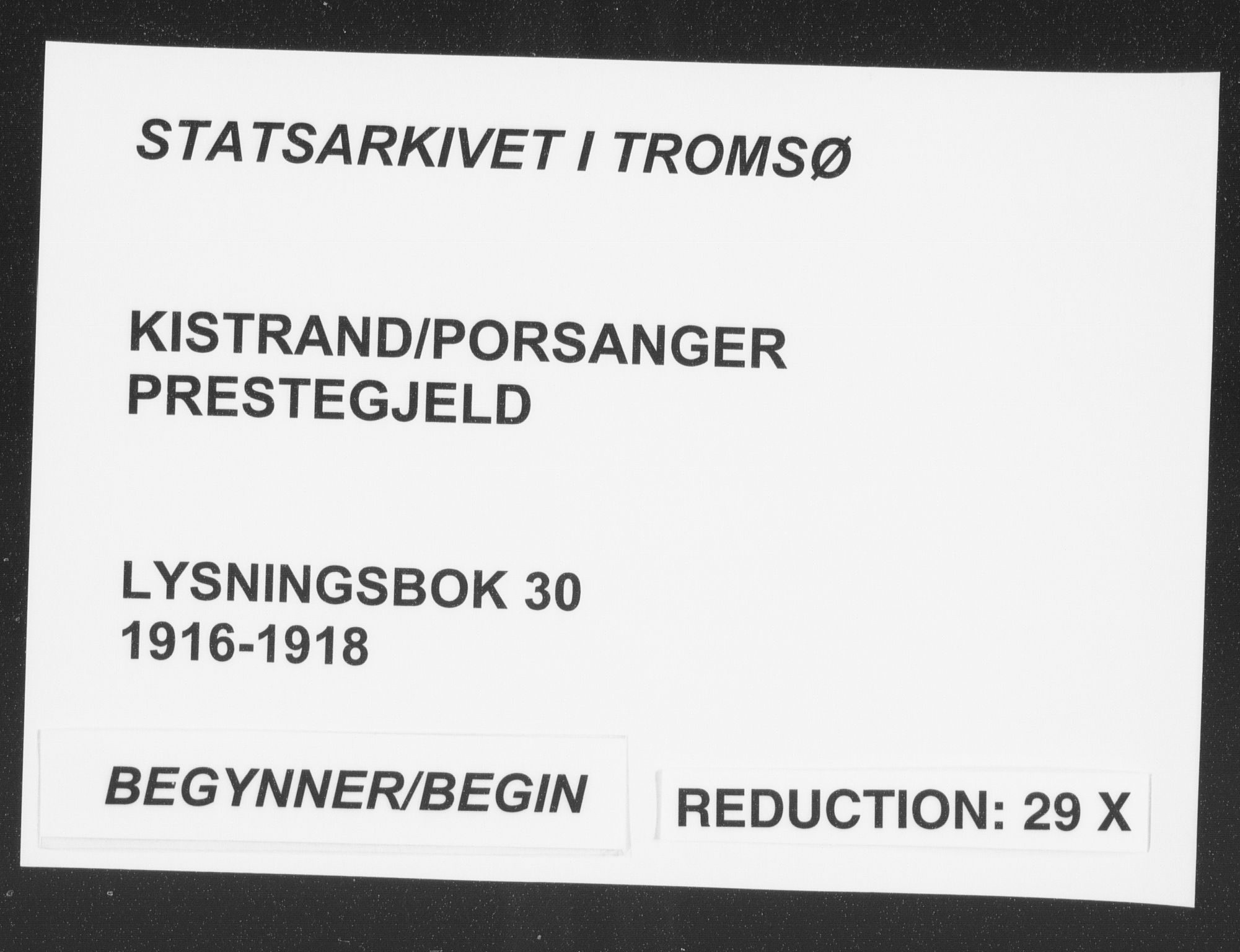 Kistrand/Porsanger sokneprestembete, SATØ/S-1351/I/Ic/L0030: Banns register no. 30, 1916-1918