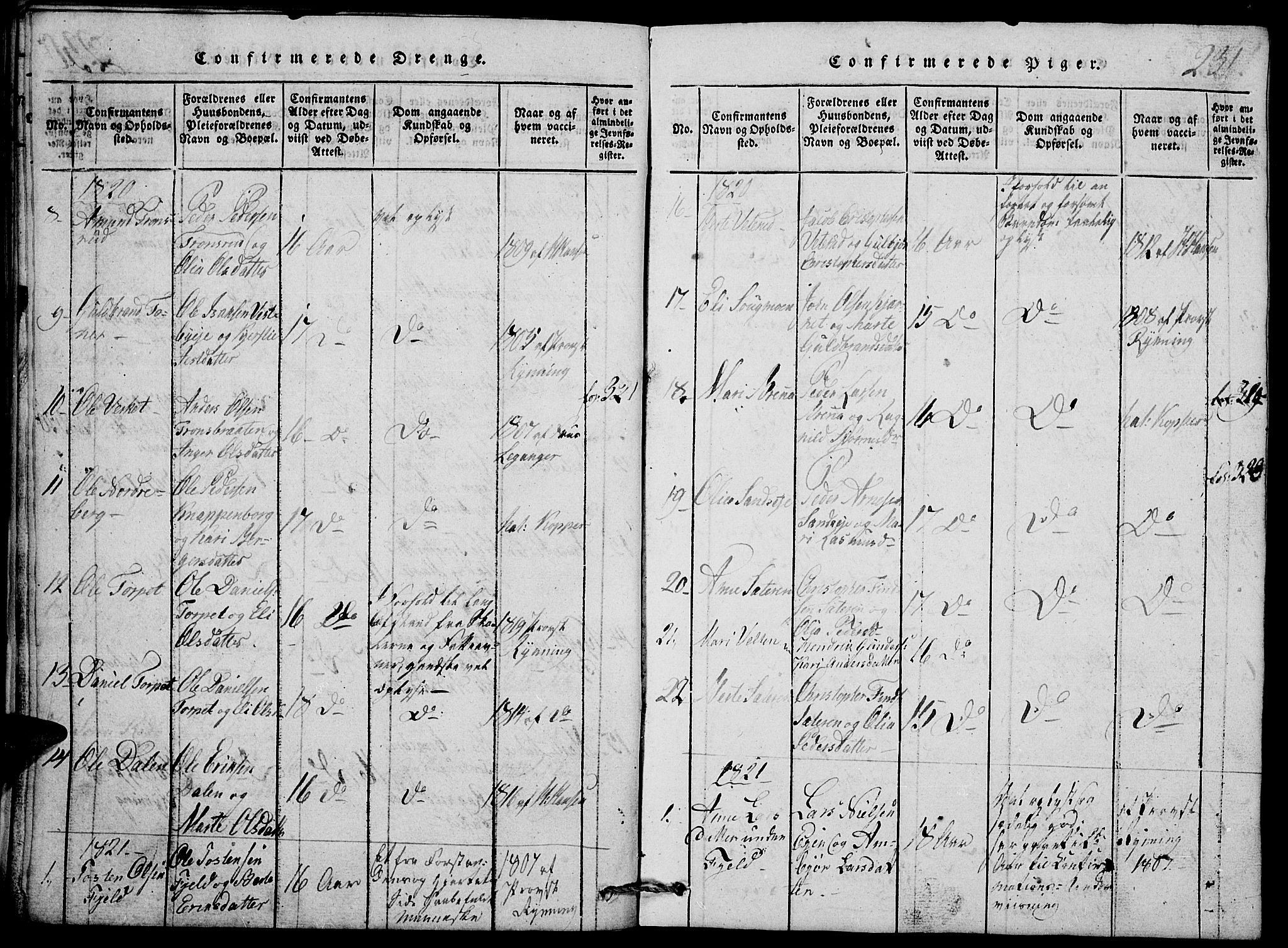 Nord-Odal prestekontor, AV/SAH-PREST-032/H/Ha/Hab/L0001: Parish register (copy) no. 1, 1819-1838, p. 231