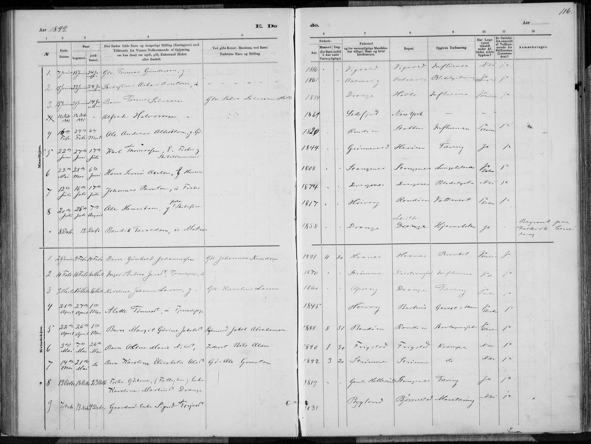 Oddernes sokneprestkontor, AV/SAK-1111-0033/F/Fa/Fab/L0002: Parish register (official) no. A 2, 1884-1903, p. 116