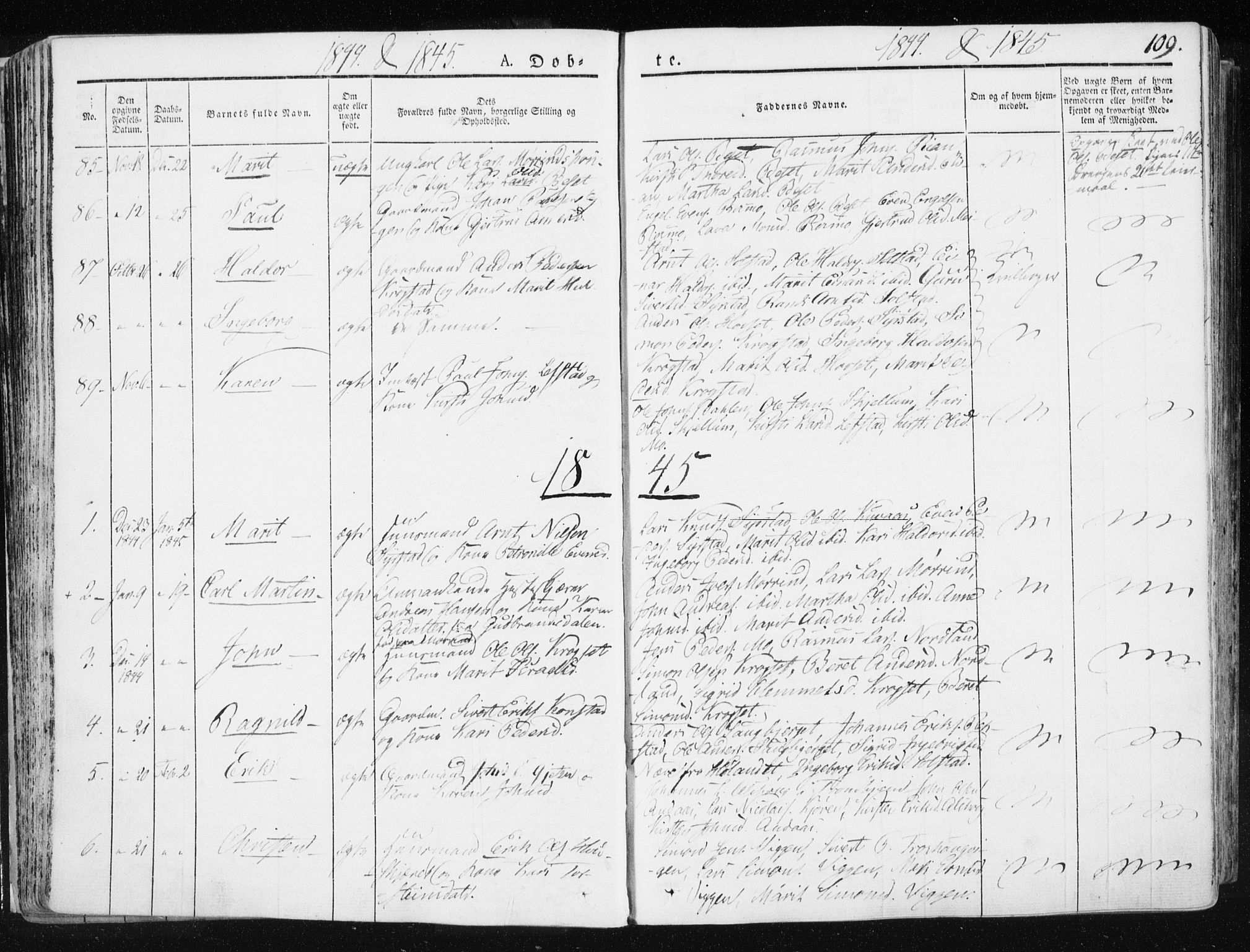 Ministerialprotokoller, klokkerbøker og fødselsregistre - Sør-Trøndelag, SAT/A-1456/665/L0771: Parish register (official) no. 665A06, 1830-1856, p. 109