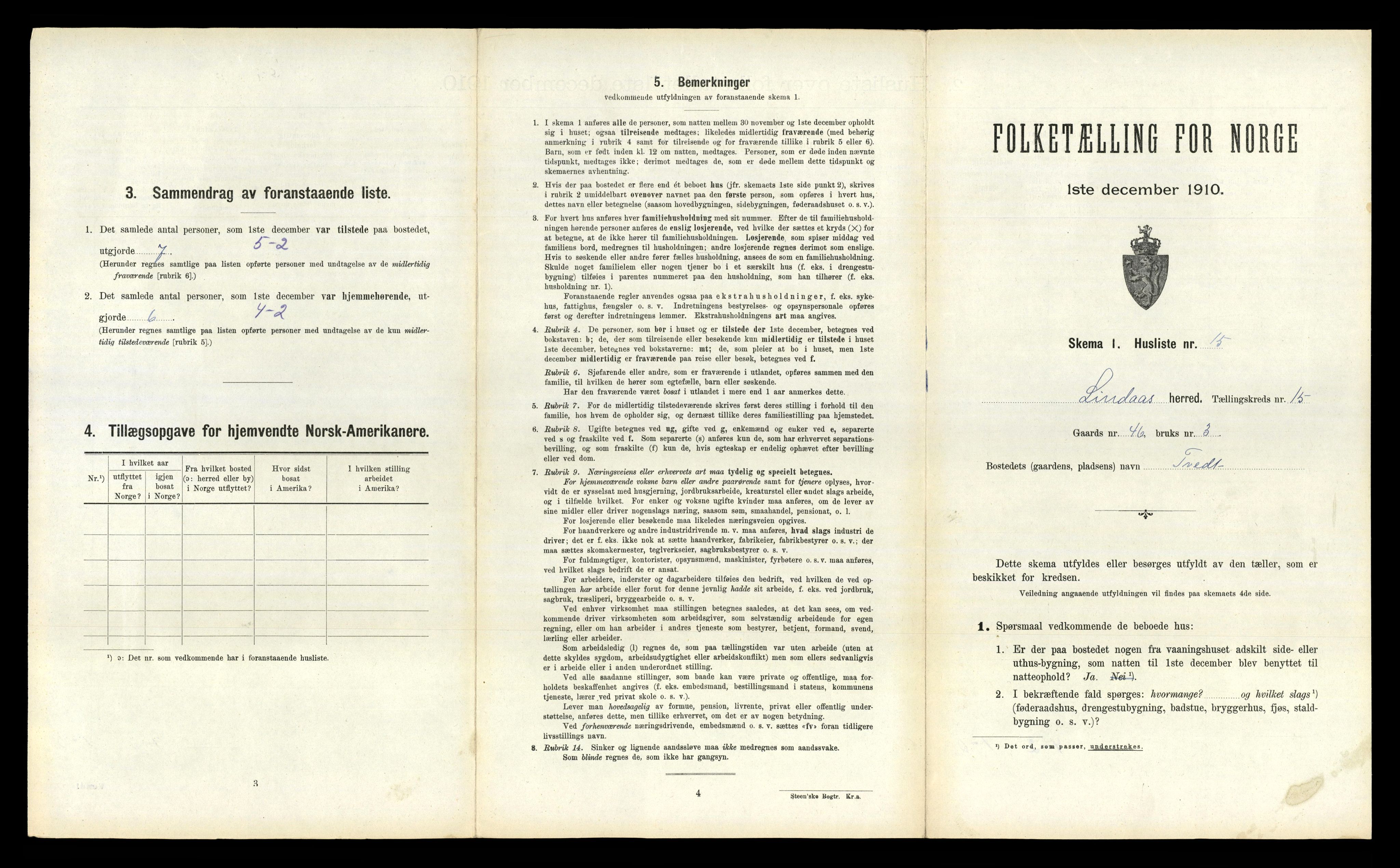 RA, 1910 census for Lindås, 1910, p. 978