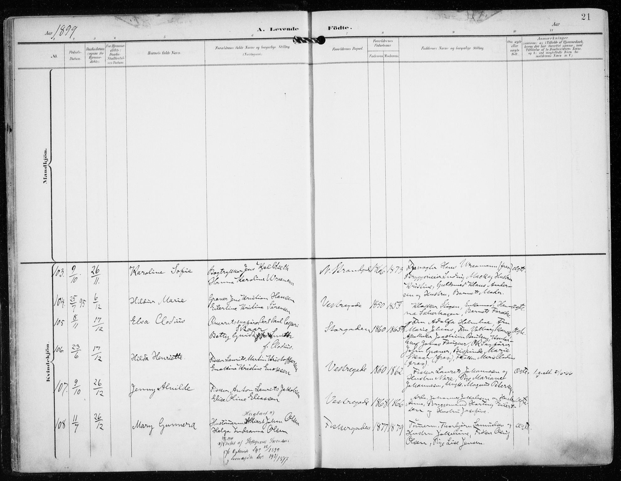 Tromsø sokneprestkontor/stiftsprosti/domprosti, AV/SATØ-S-1343/G/Ga/L0016kirke: Parish register (official) no. 16, 1899-1906, p. 21