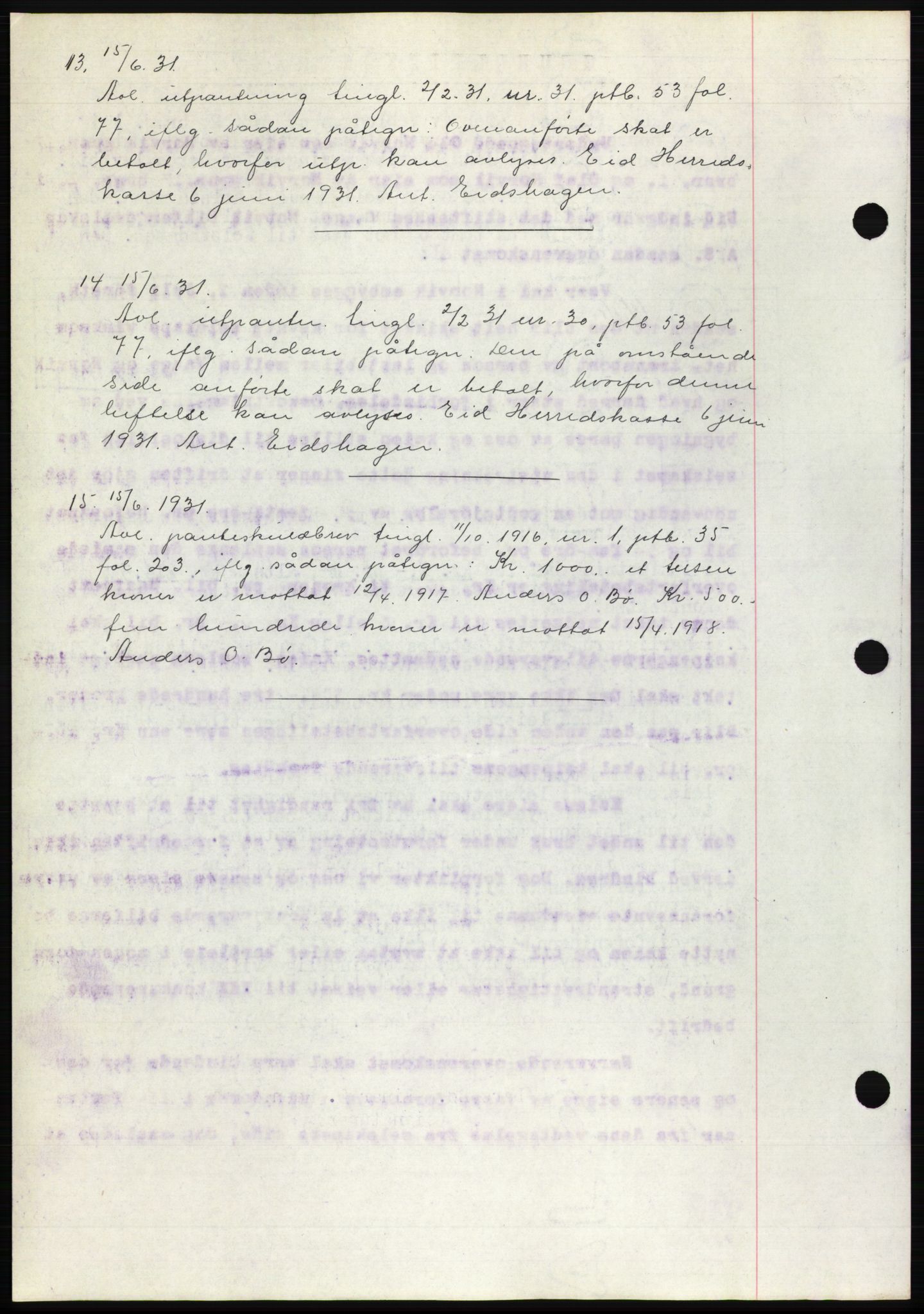 Romsdal sorenskriveri, AV/SAT-A-4149/1/2/2C/L0059: Mortgage book no. 53, 1931-1931, Deed date: 15.06.1931