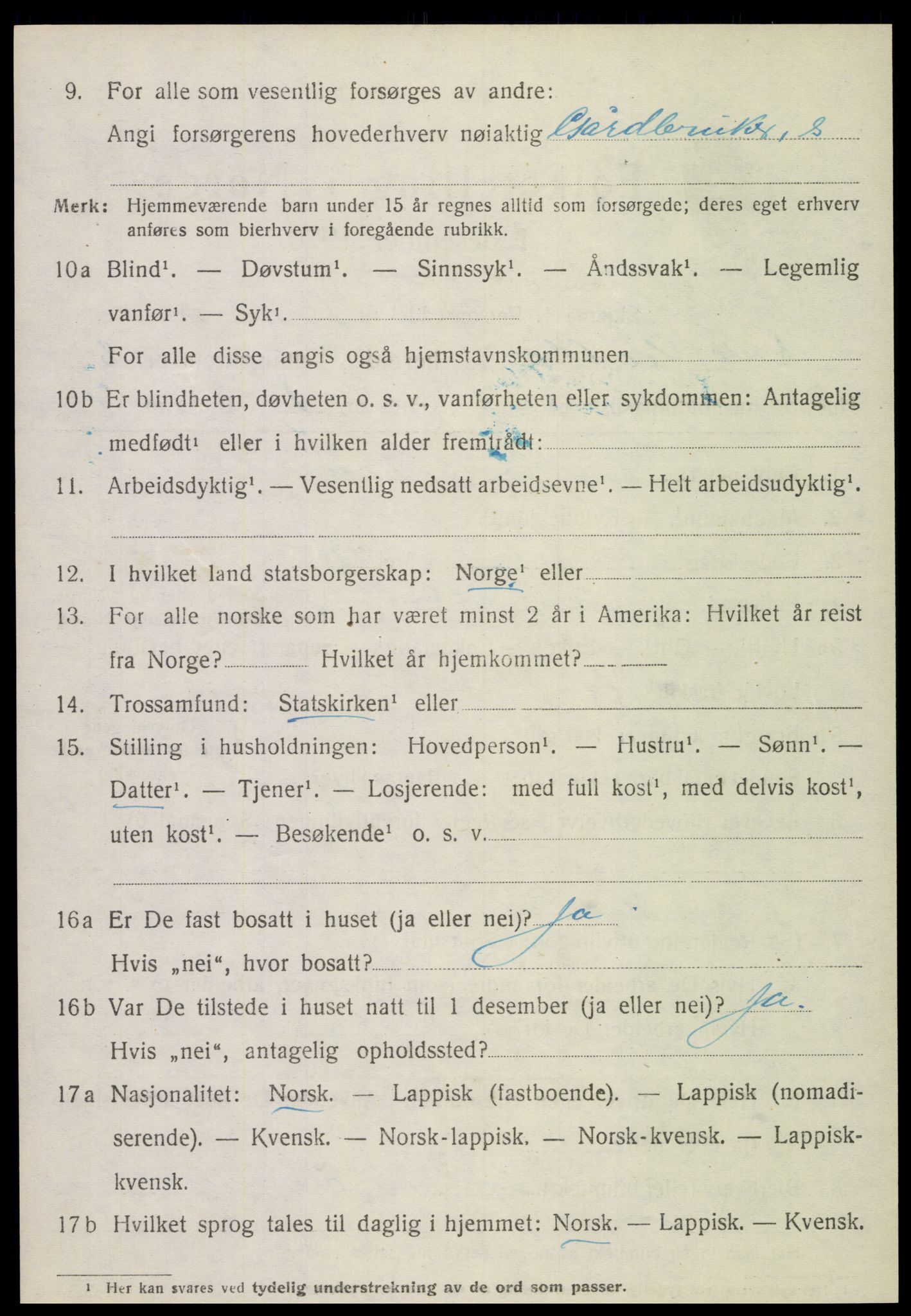 SAT, 1920 census for Overhalla, 1920, p. 5787