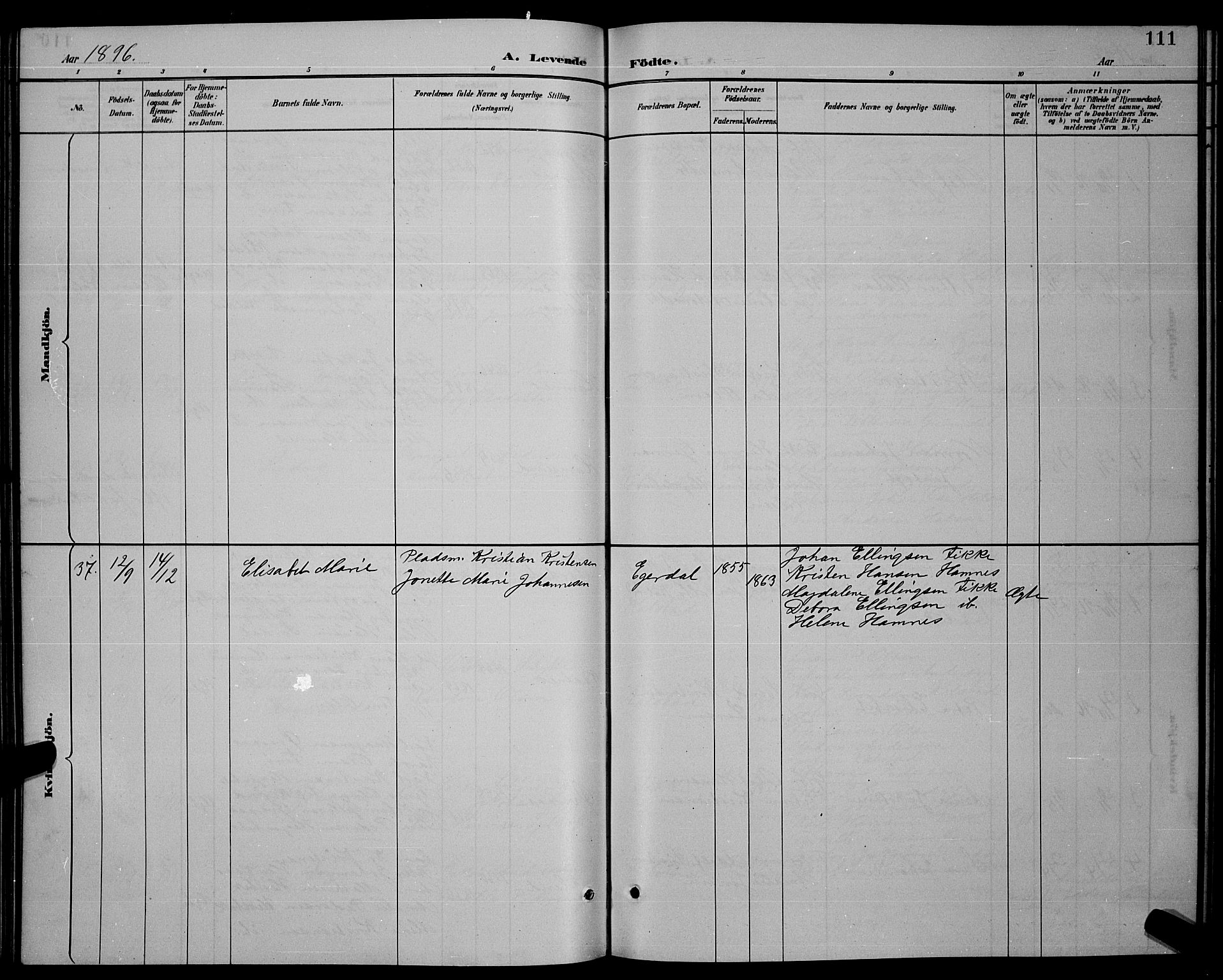 Ministerialprotokoller, klokkerbøker og fødselsregistre - Nordland, SAT/A-1459/859/L0859: Parish register (copy) no. 859C05, 1887-1898, p. 111