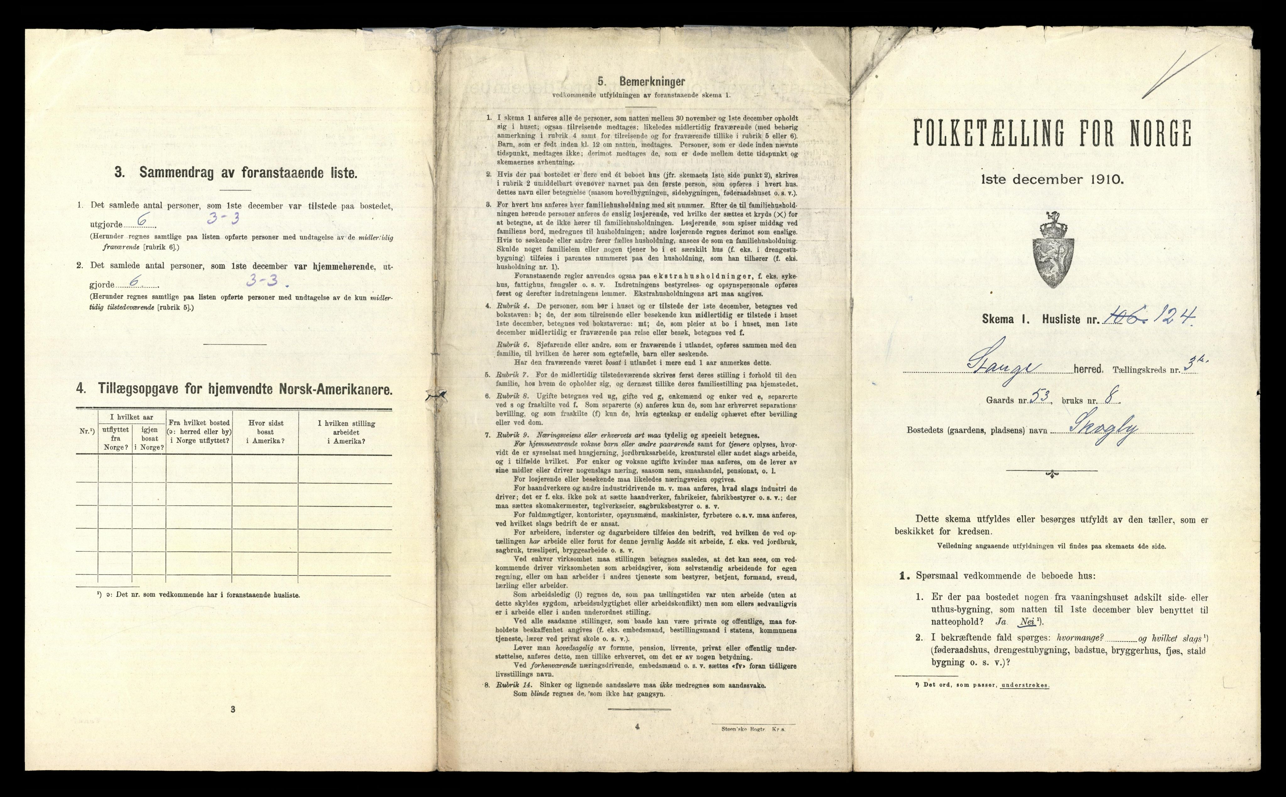 RA, 1910 census for Stange, 1910, p. 782