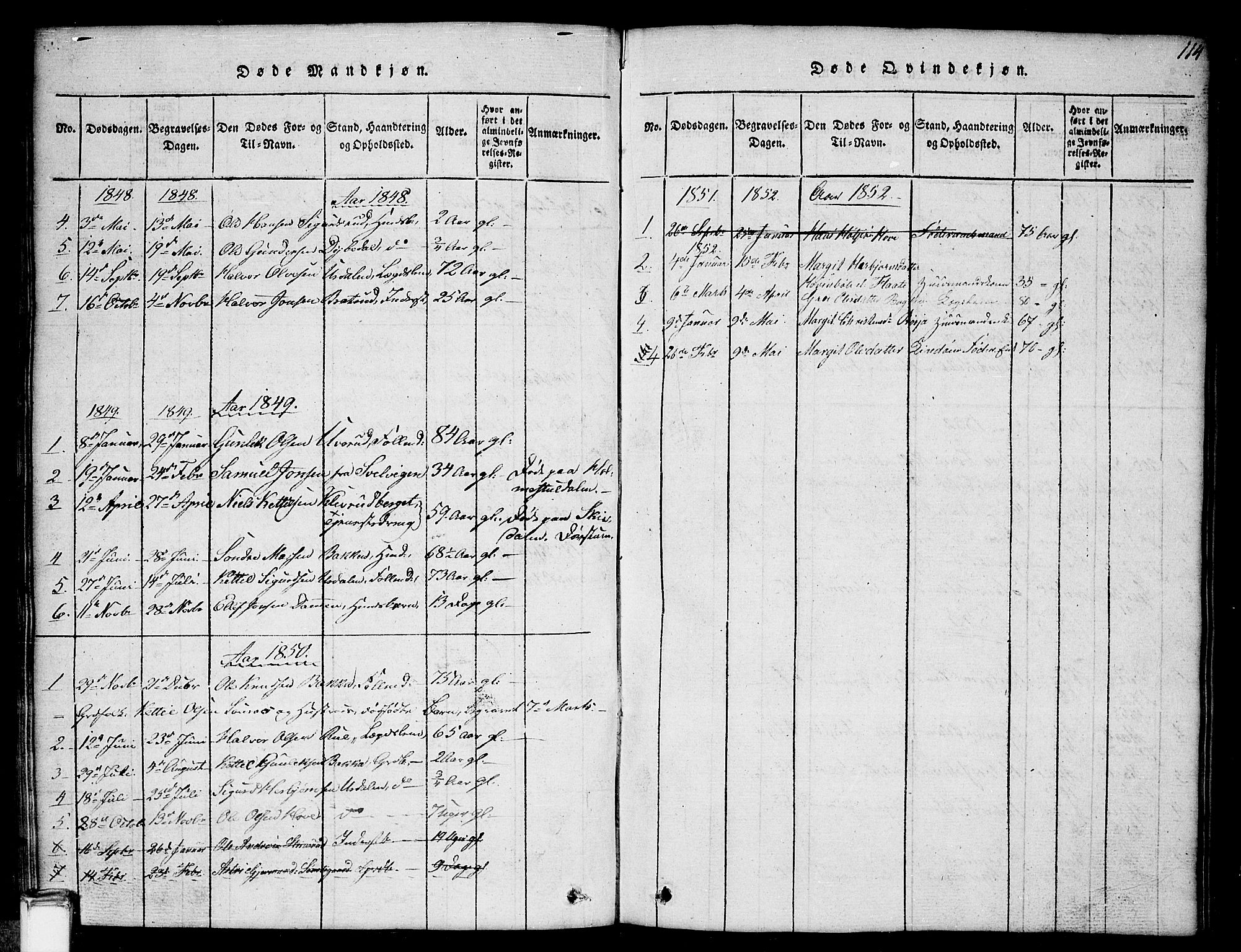 Gransherad kirkebøker, SAKO/A-267/G/Gb/L0001: Parish register (copy) no. II 1, 1815-1860, p. 114