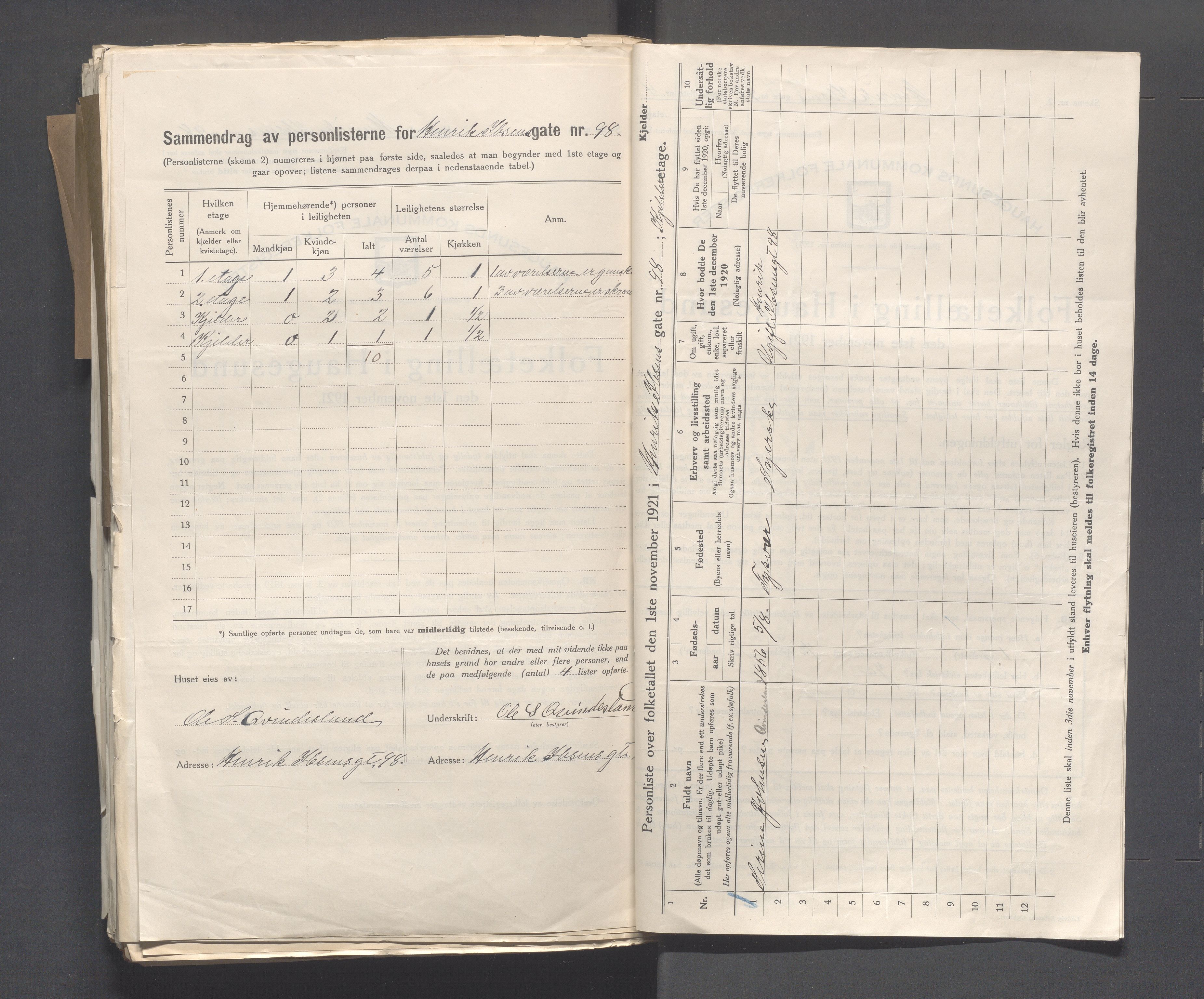 IKAR, Local census 1.11.1921 for Haugesund, 1921, p. 2235